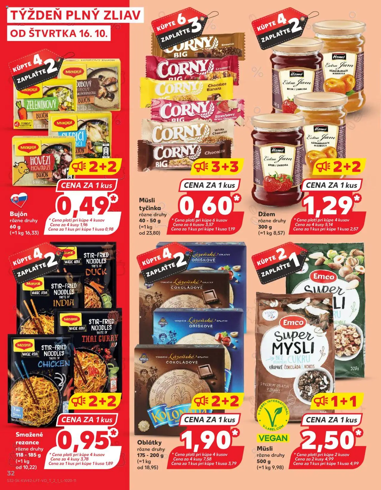 Náhľad Kaufland letáku platného od 16.10.2025 - Čokoláda, Rezance, Oblátky, Džem, Bujón, Müsli tyčinka