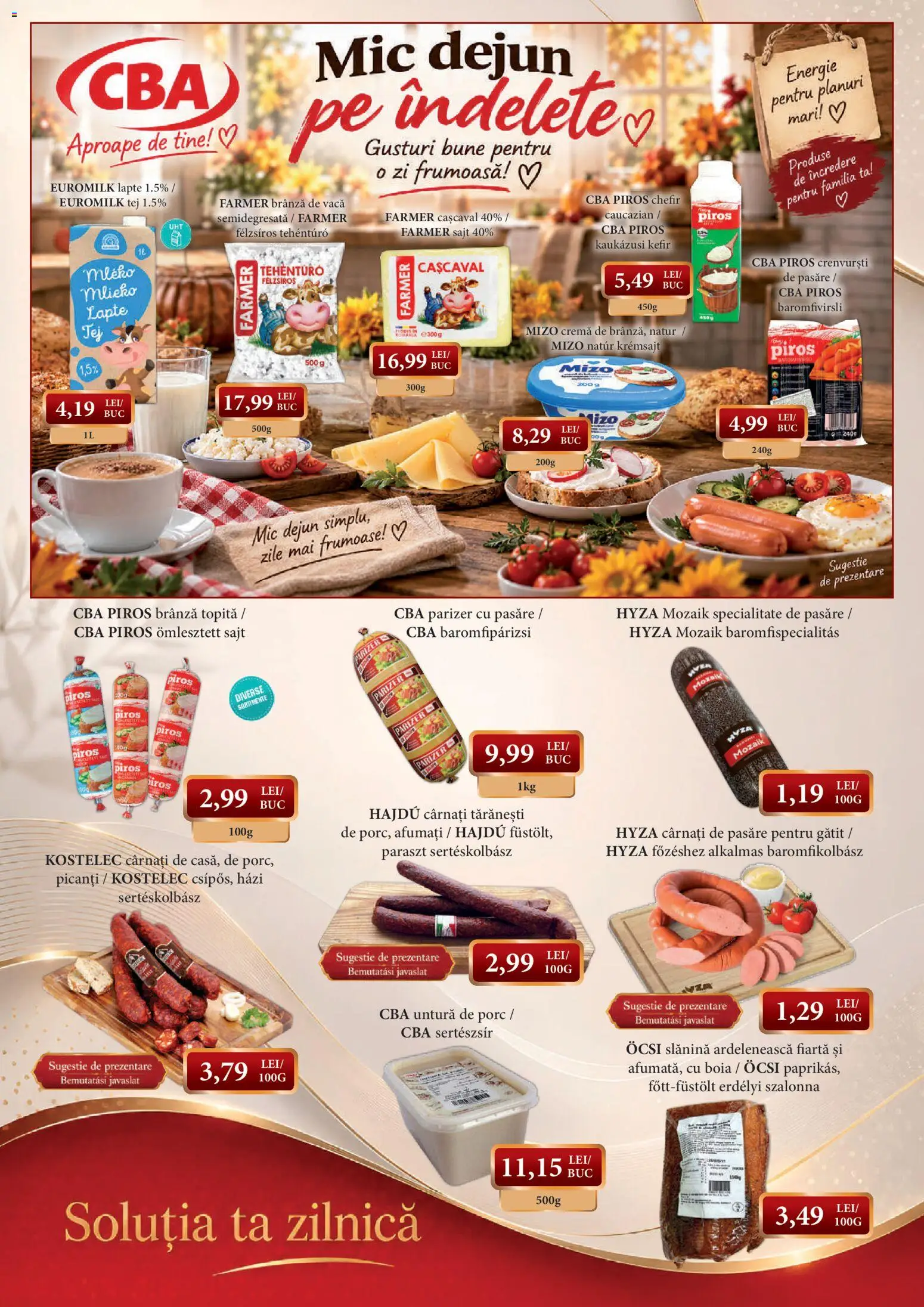 Previzualizarea de cataloage: CBA CBA Catalog Octombrie valabil de la 09.10.2026 - Lapte, Cașcaval, Brânză De Vacă, Slanina, Crenvurști, Chefir, Cârnați, Lapte 1.5%