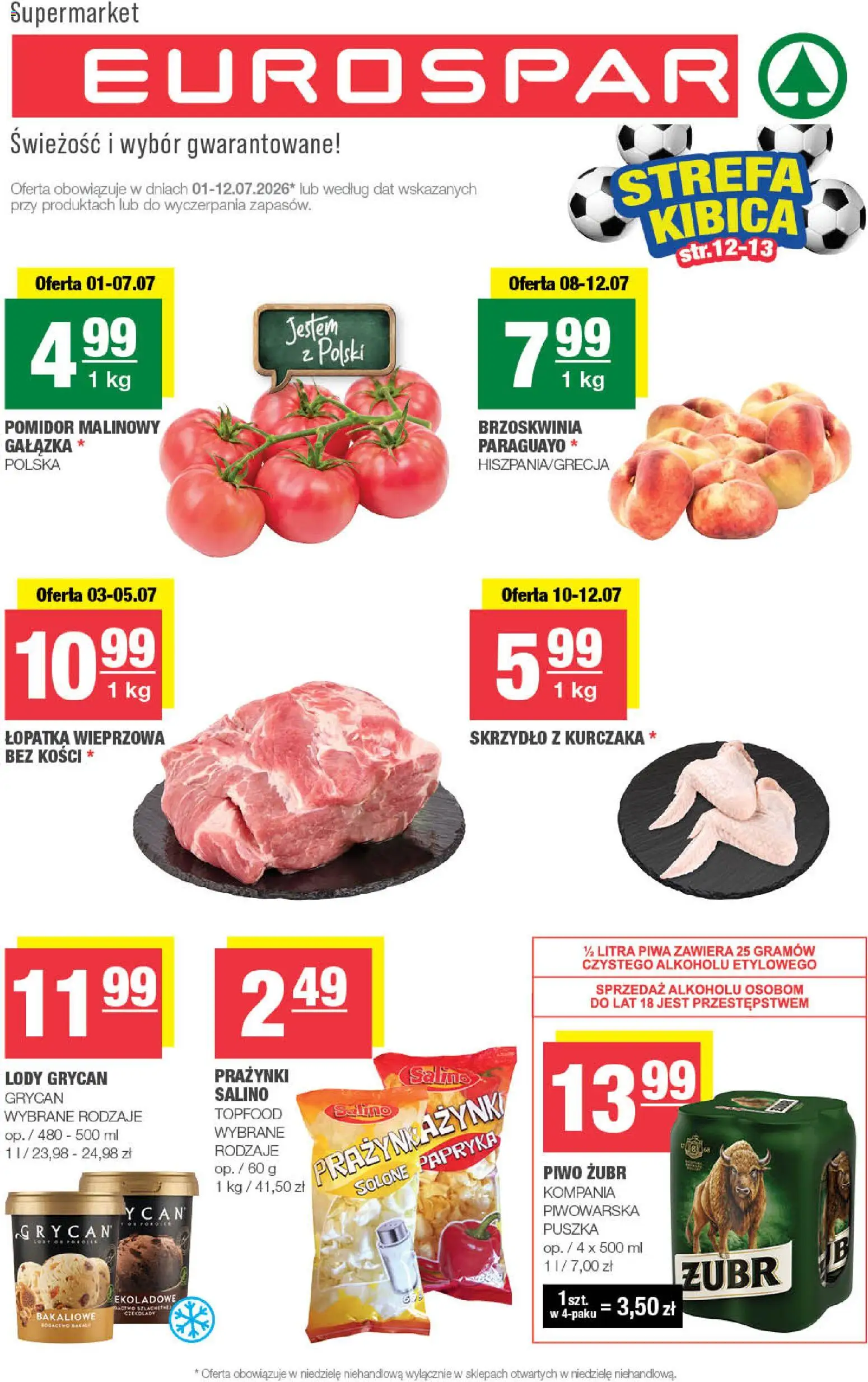 Pogląd gazetki "Spar gazetka - Eurospar" ze sklepu Spar ważnej od 01.07.2026 - Piwo, Czekolady, Grycan, Pomidor, Papryka, Lody Grycan, Pomidor malinowy, Piwo żubr