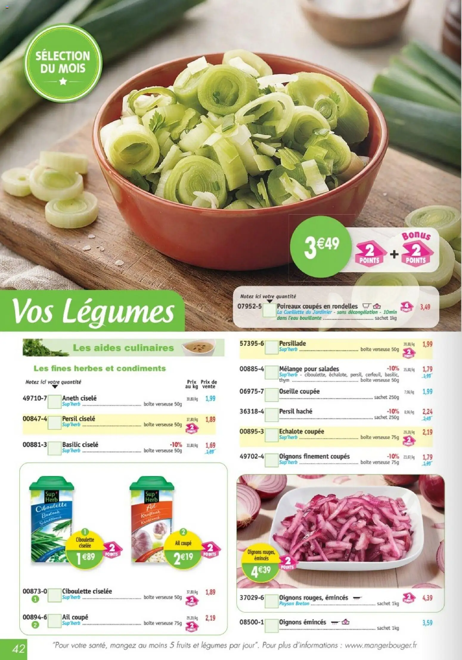 Prévisualisation de Maximo catalogue du magasin Maximo formulaire valide 26/10/2026 - Fruits, Thym, Persil, Oignons, Ail, Aneth, Échalote, Oseille