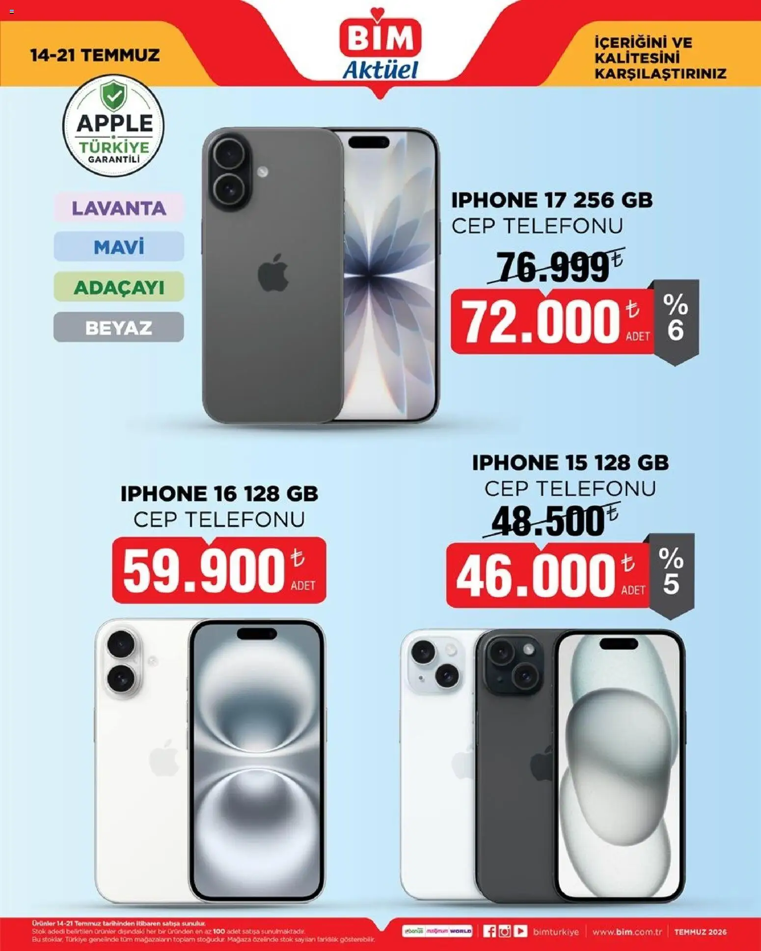BİM BİM İndirim 14.07.2026 - Broşürünün önizlemesi - Iphone