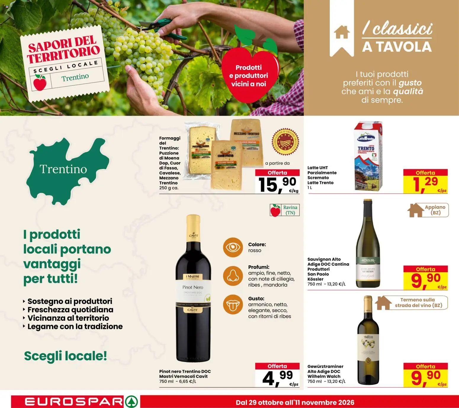 Anteprima dell'opuscolo Eurospar volantino Rovereto dal negozio Eurospar valido da 29/10/2026 - Vino, Latte, Profumi, Mandorla