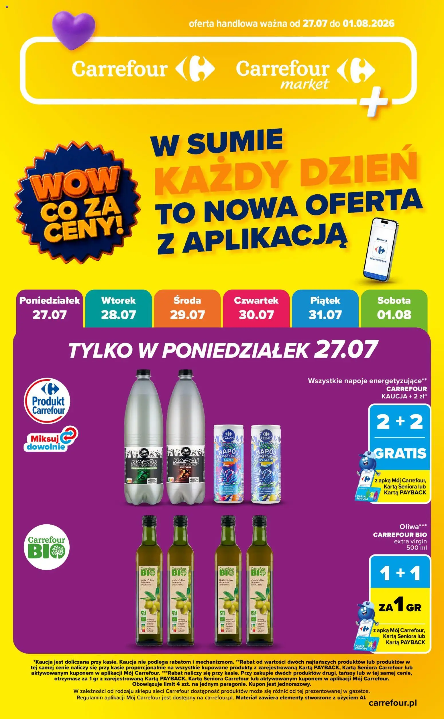 Pogląd gazetki "Carrefour gazetka - Wow co za ceny" ze sklepu Carrefour ważnej od 27.07.2026 - Karta, Napoje