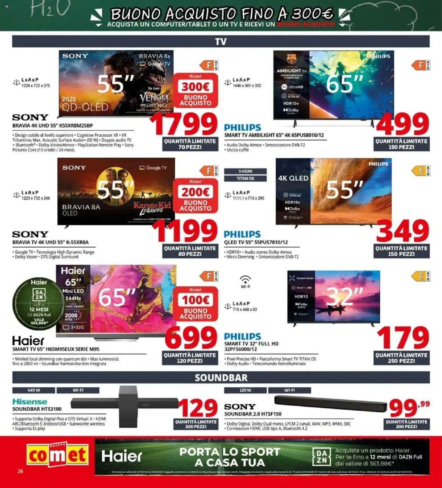 Anteprima dell'opuscolo Comet volantino Back to school dal negozio Comet valido da 20/08/2026 - TV, smart TV, Porta, Cuffie, Soundbar, USB, Audio, Tè