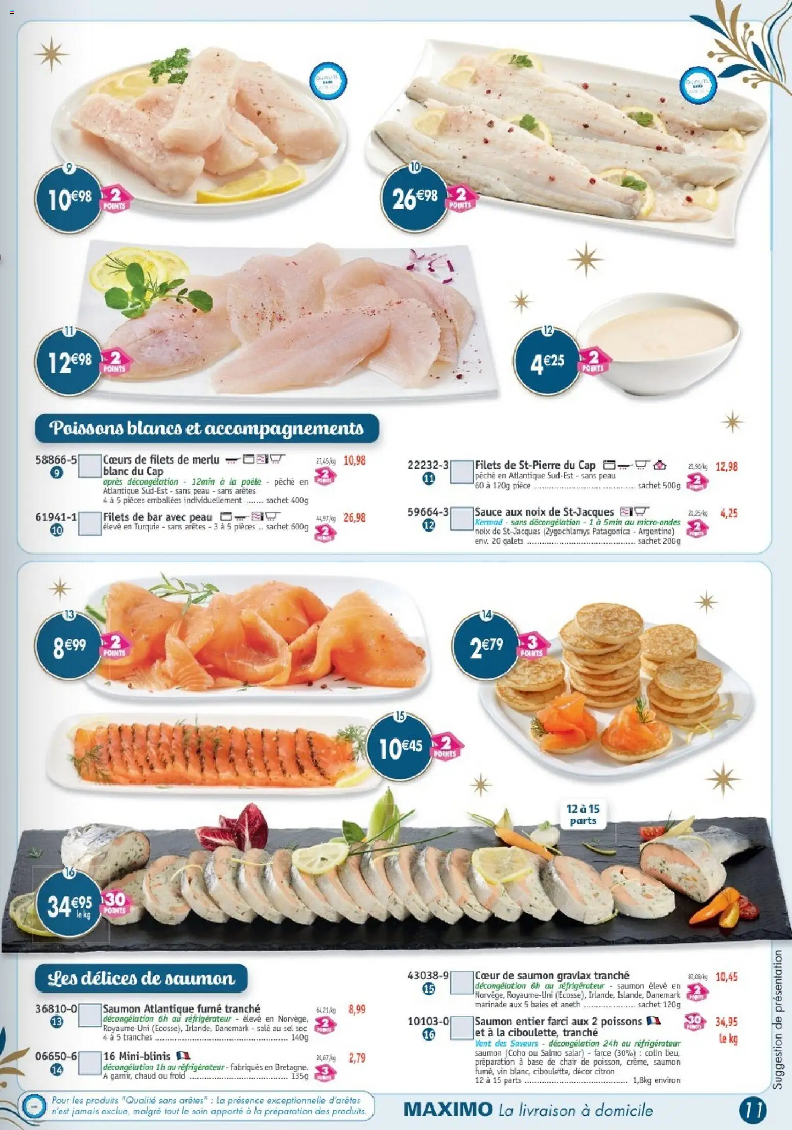 Prévisualisation de Maximo catalogue du magasin Maximo formulaire valide 26/10/2026 - Poissons, Vin, Pêche, Saumon gravlax, Poêle, Saumon, Noix, Saumon entier