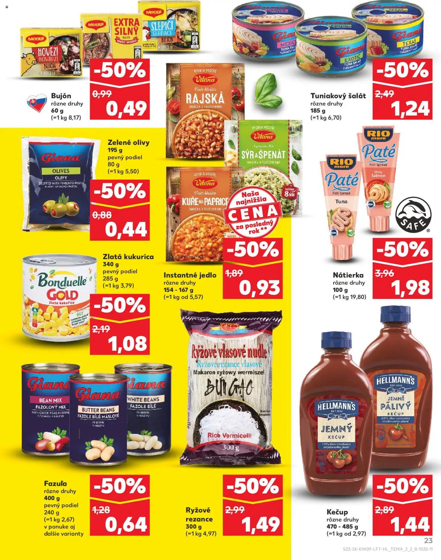Náhľad Kaufland letáku platného od 26.02.2026 - Fazuľa, Šál, Tuniakový šalát, Kečup, Omáčka, Olivy, Nátierka, Rio Mare