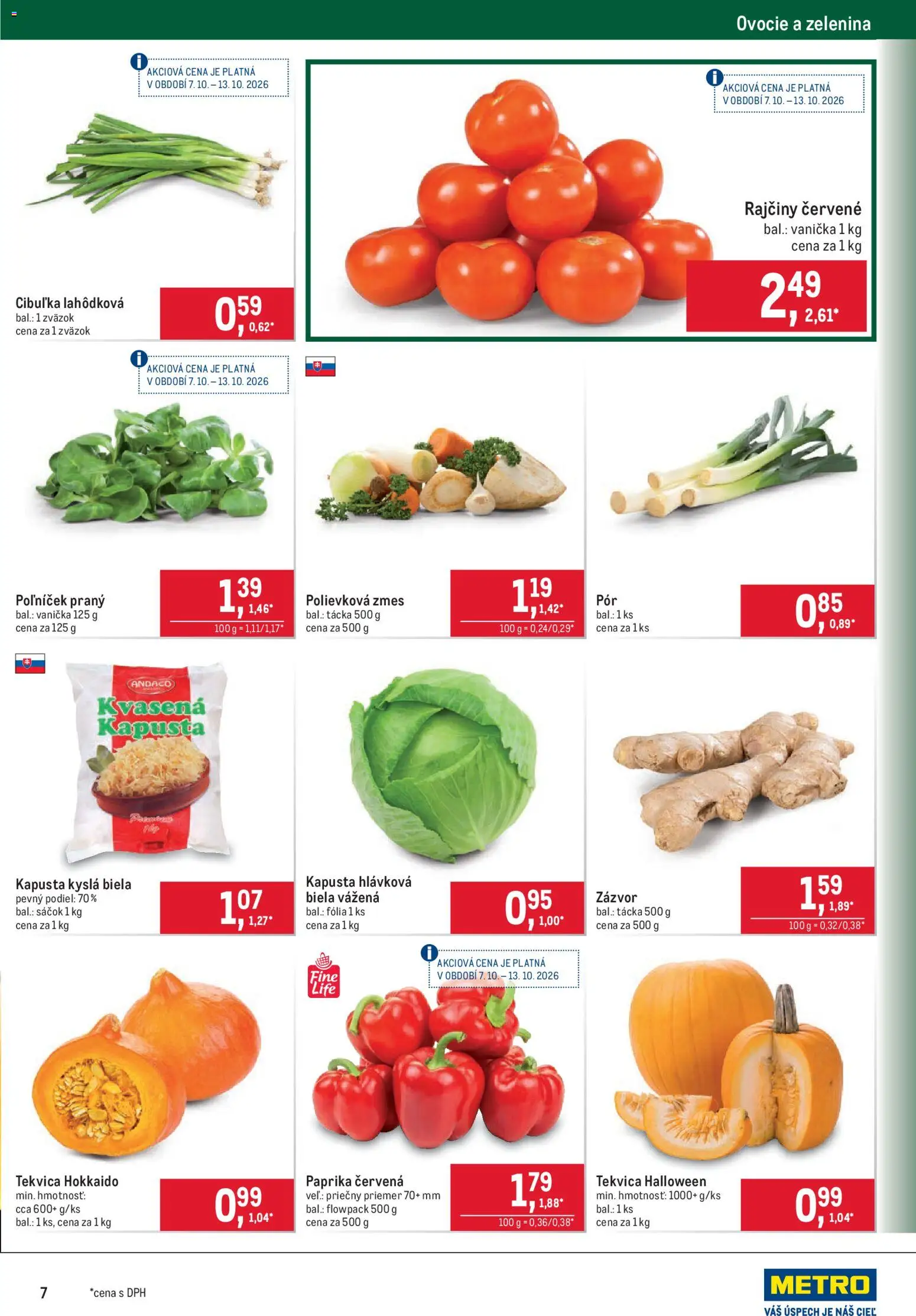 Náhľad Metro letáku platného od 07.10.2026 - Paprika, Ovocie, Tekvica, Zelenina, Kapusta, Zázvor, Tekvica Hokkaido, Biela kapusta