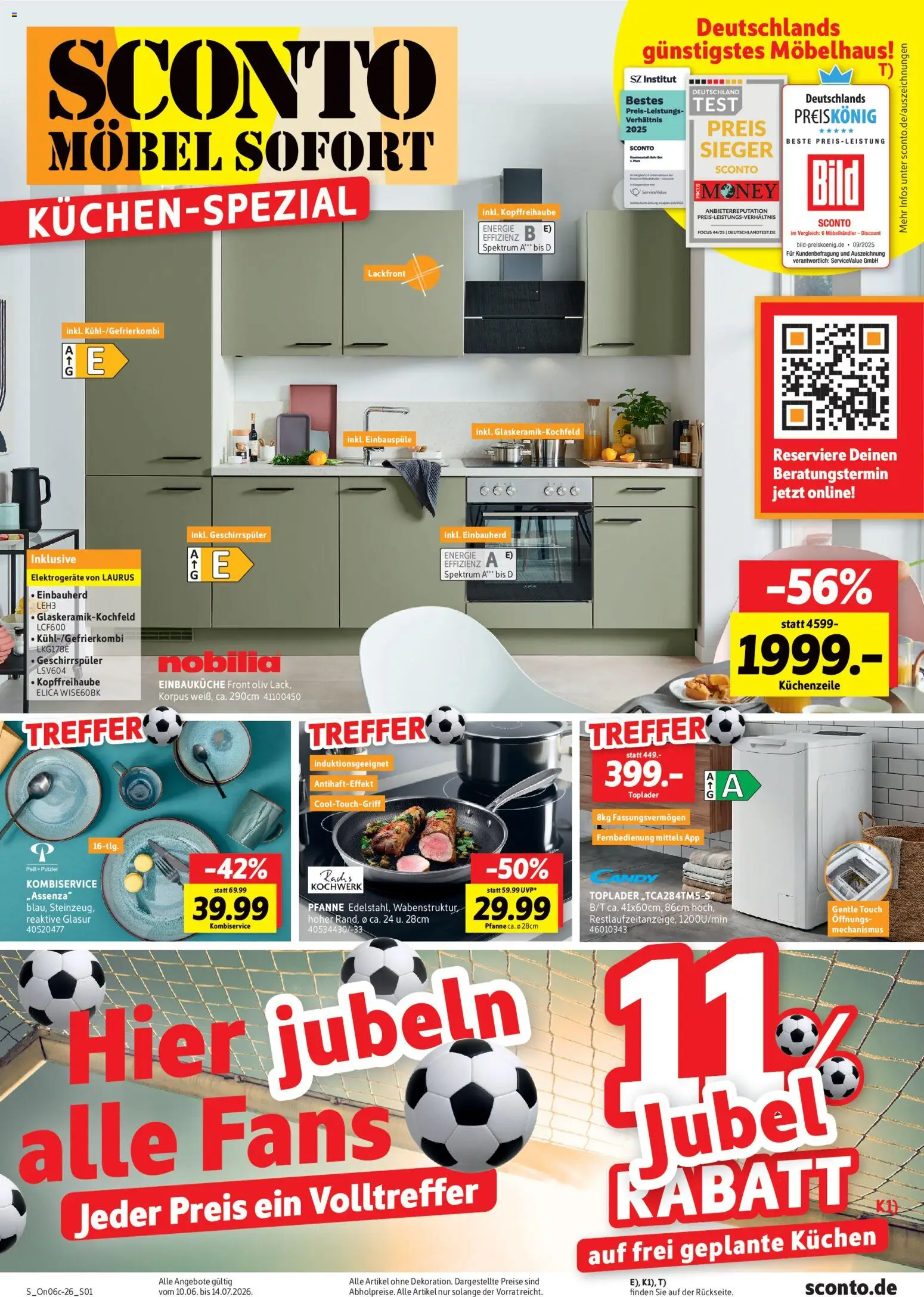 Vorschau von dem Prospekt des Geschäftes Sconto, gültig ab dem 10.06.2026 - Kuchen, Geschirrspüler, Küchenzeile, Einbauküche, Toplader