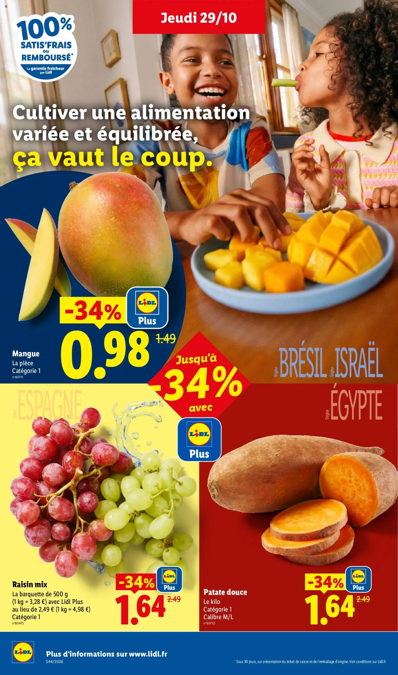 Prévisualisation de LIDL catalogue du magasin LIDL formulaire valide 29/10/2026 - Alimentation, Patate douce, Mangue, Raisin