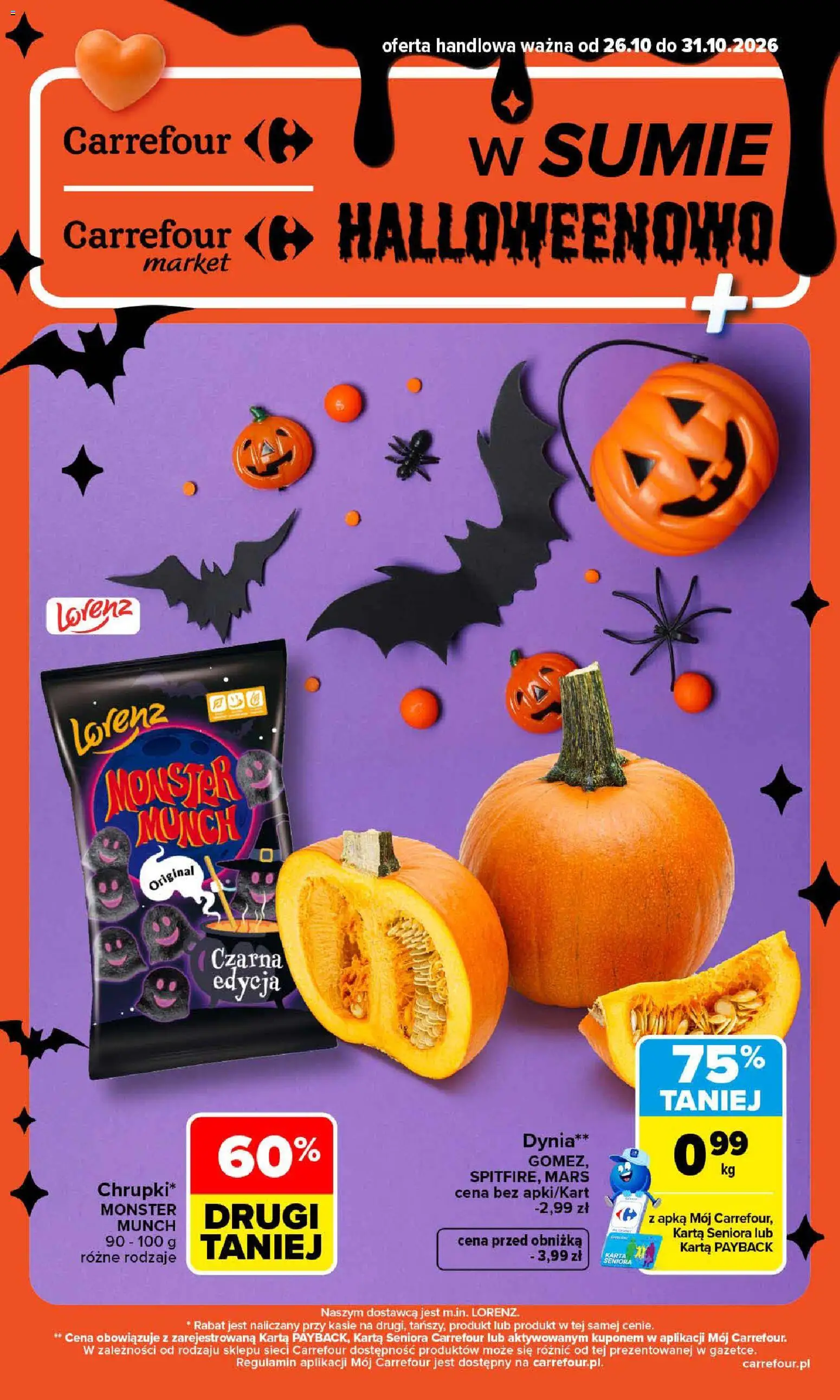 Pogląd gazetki "Carrefour gazetka - Halloween" ze sklepu Carrefour ważnej od 26.10.2026 - Dynia, Karta