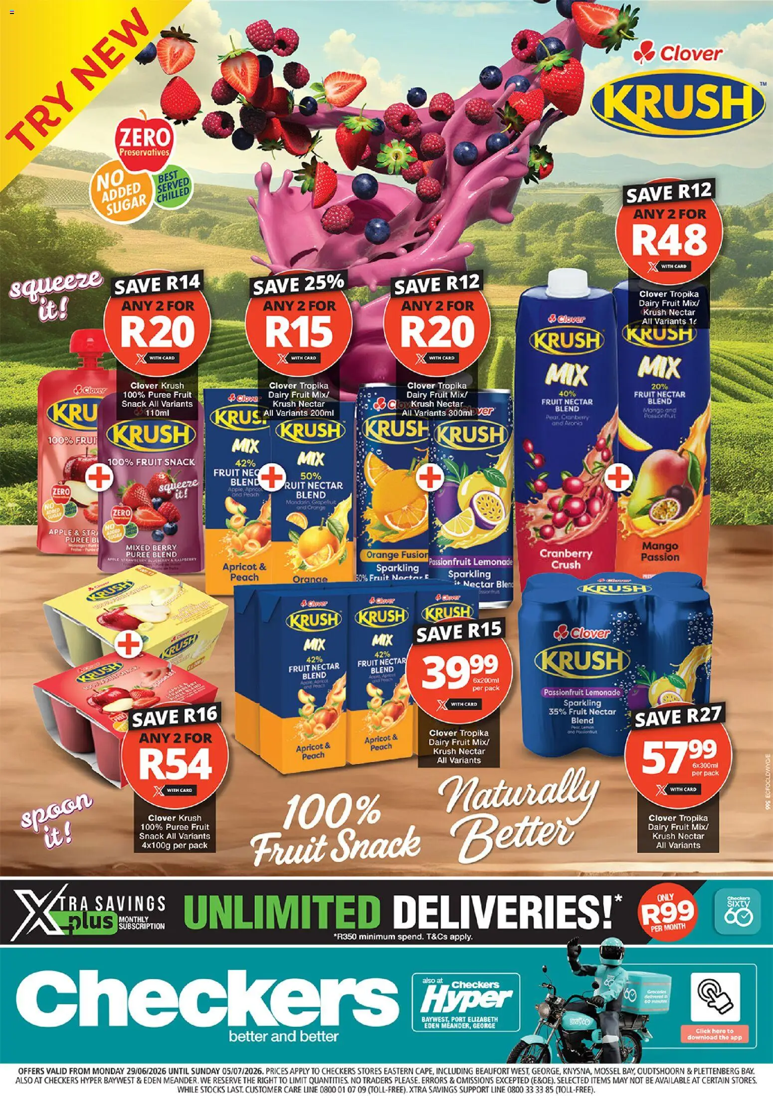 Preview of Checkers flyer valid from 29/06/2026 - Mango, Fruit, Sugar, Peach, Lemonade
