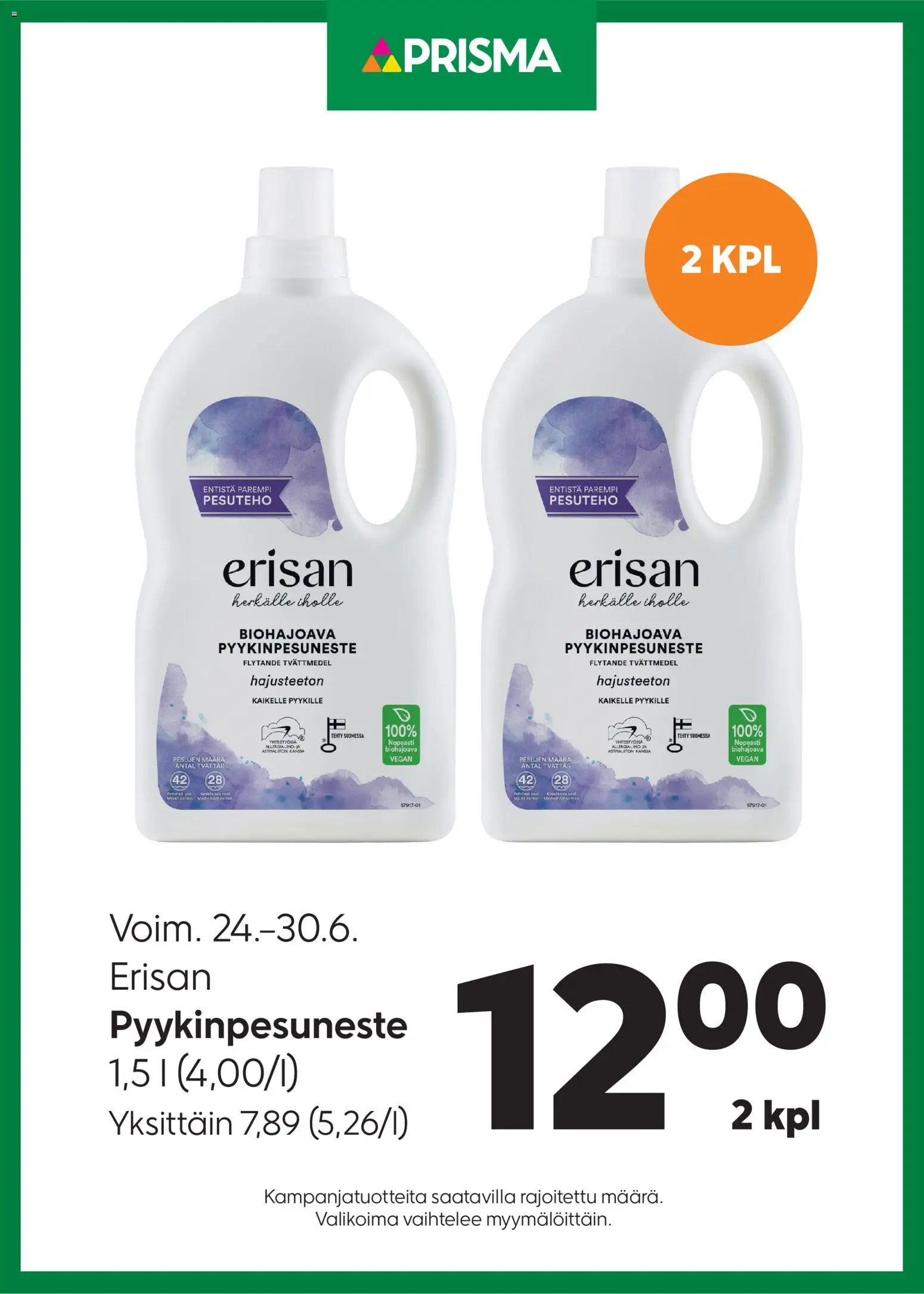 Kaupan Prisma Prisma tarjoukset Pyykinpesuneste esikatselu, voimassa 24/06/2026