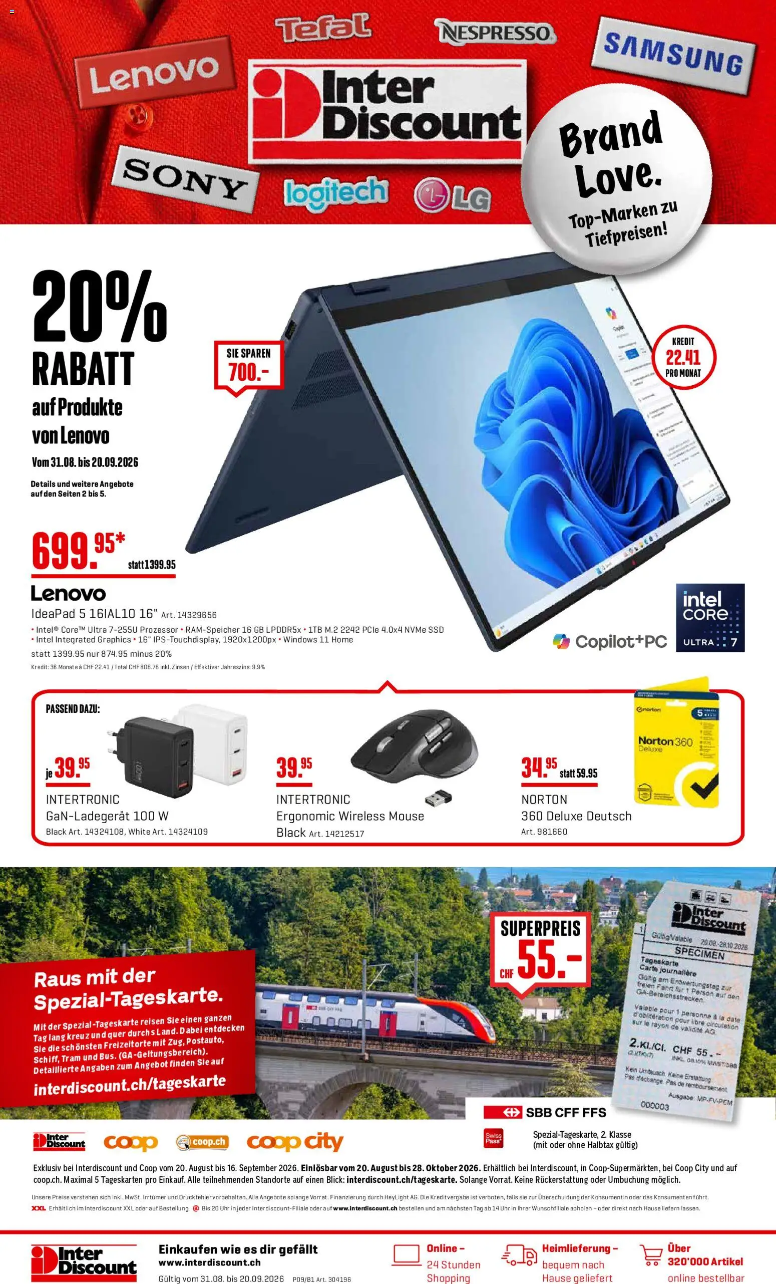 Vorschau des Merkblatts Interdiscount aktionen vom Shop Interdiscount gültig von 31.08.2026 bis 20.09.2026
