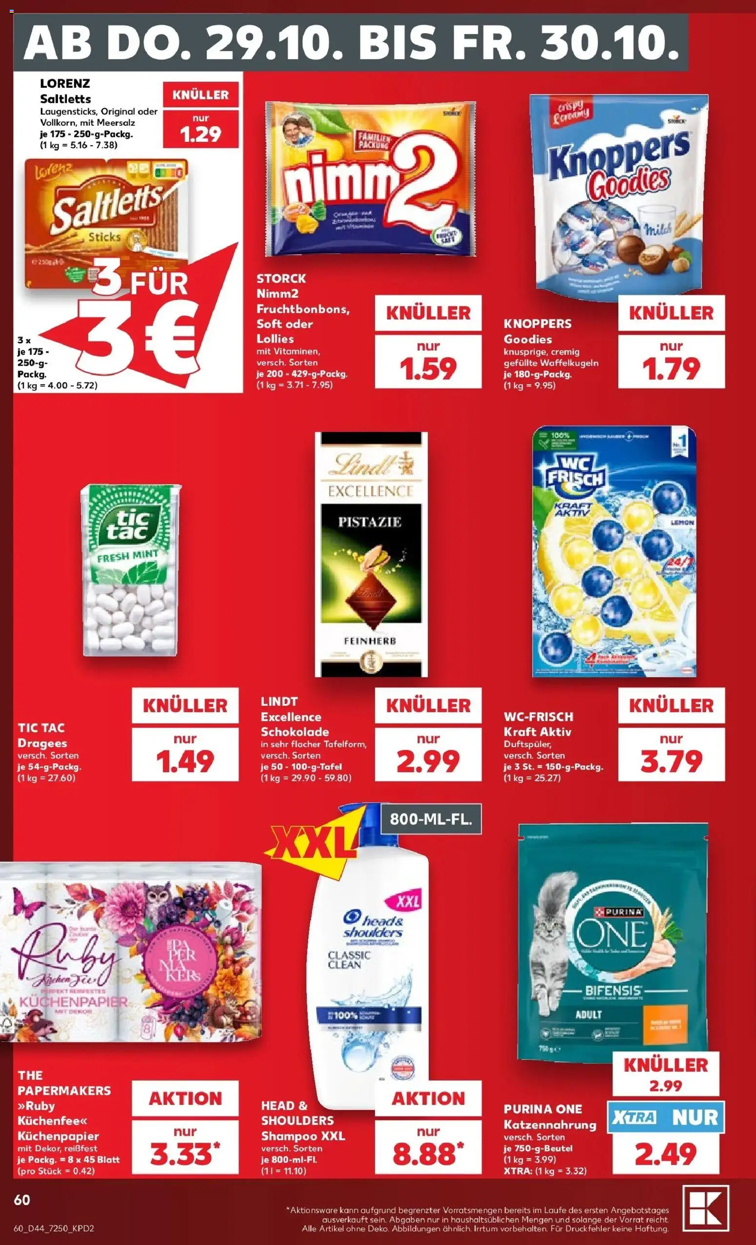 Vorschau von dem Prospekt des Geschäftes Kaufland, gültig ab dem 26.10.2026 - Schokolade, Lindt, Milch, Shampoo, Knoppers, Purina one