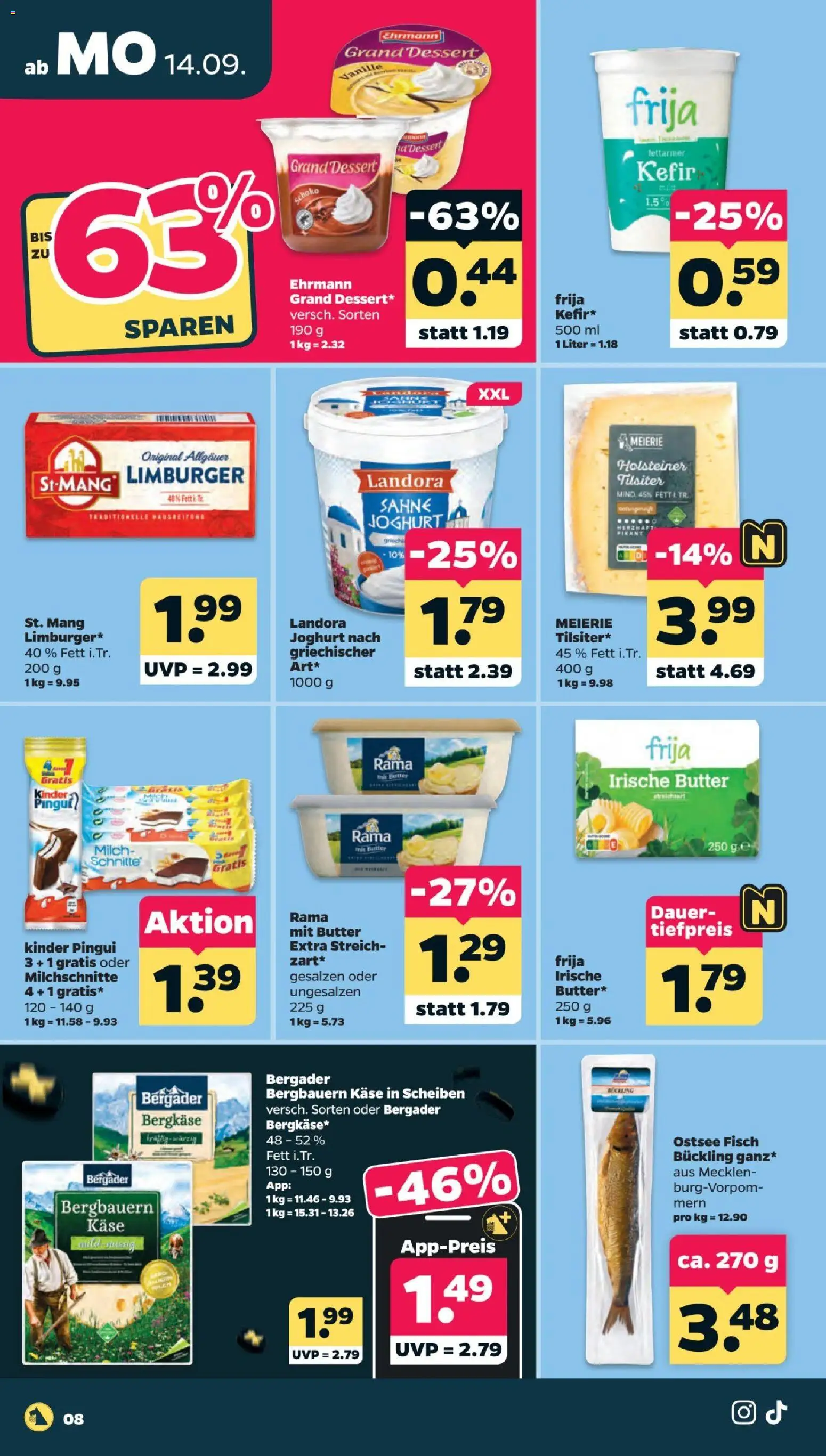 Vorschau von dem Prospekt des Geschäftes Netto, gültig ab dem 14.09.2026 - Butter, Fisch, Joghurt, Kefir, Milch, Sahne, Vanille, Rama