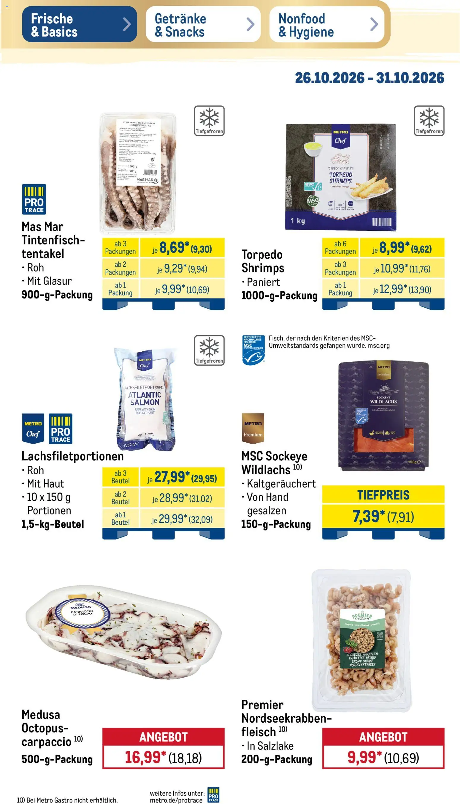 Vorschau von dem Prospekt des Geschäftes Metro, gültig ab dem 26.10.2026 - Fleisch, Tintenfisch