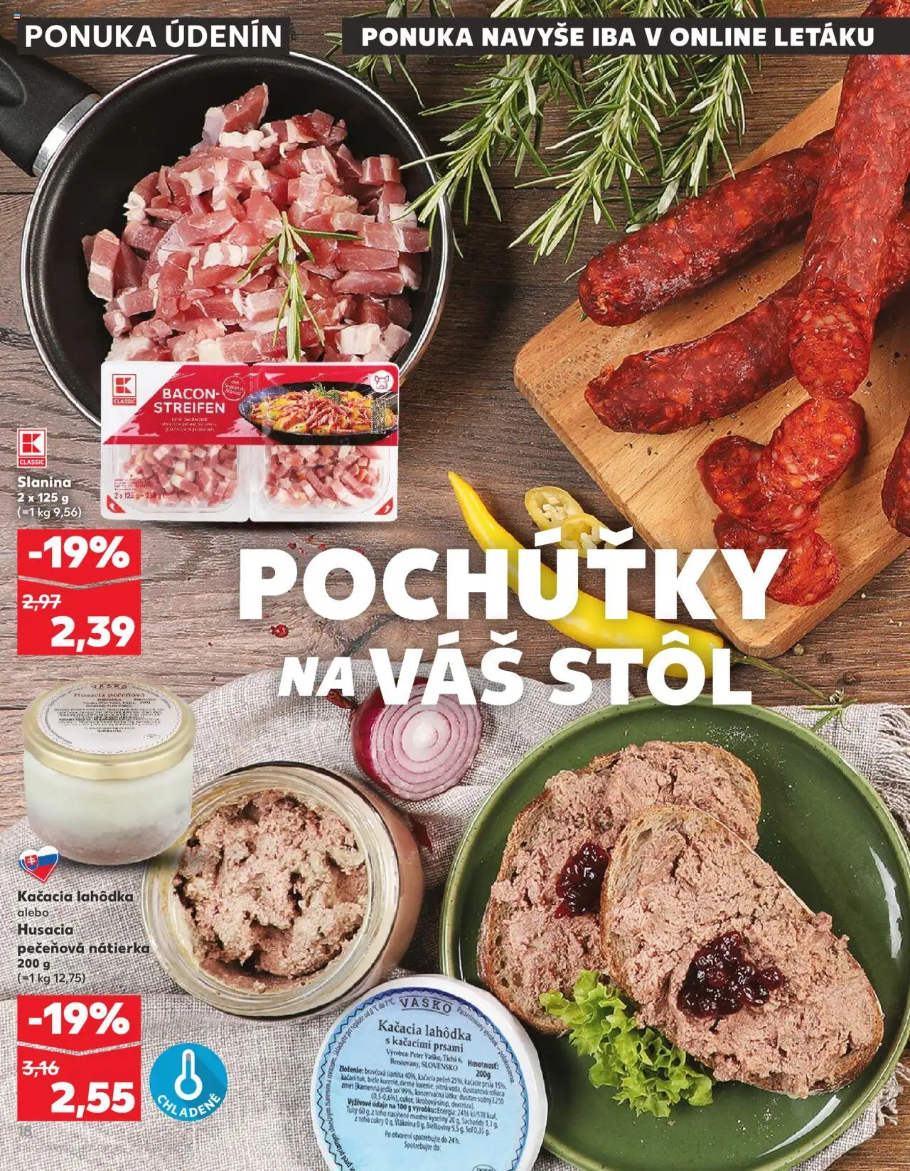 Náhľad Kaufland letáku platného od 18.09.2025 - Pečeň, Kačacie prsia, Stôl, Soľ, Slanina, Nátierka