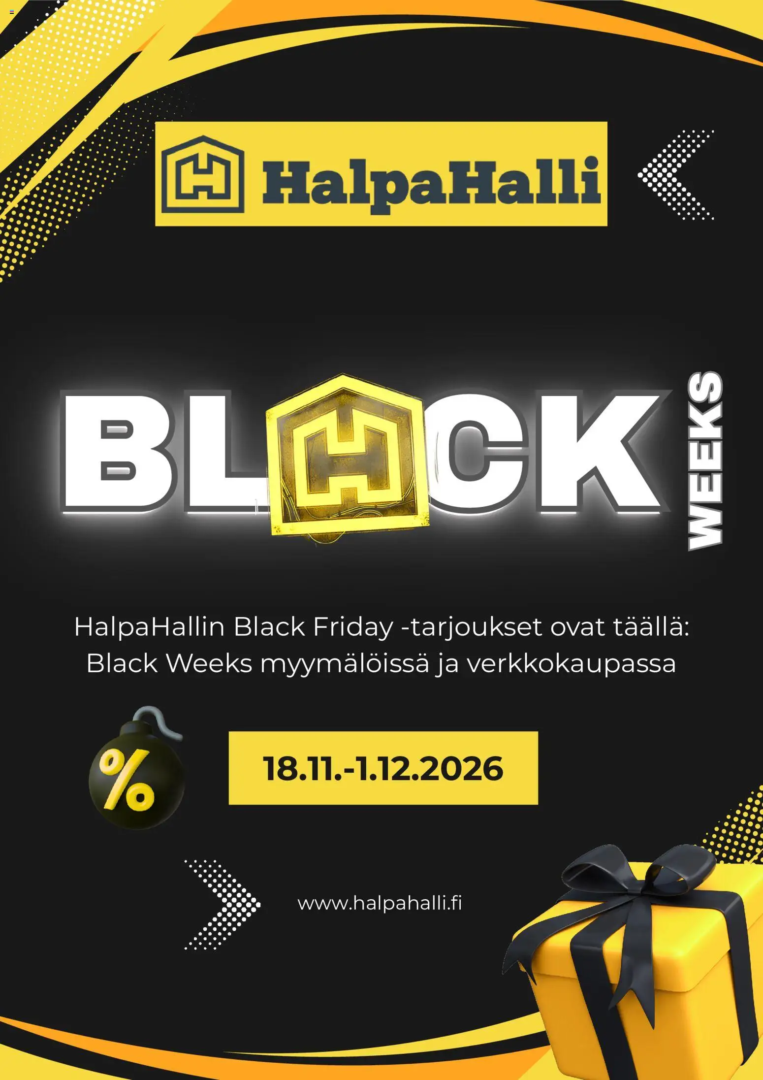 Kaupan Halpa Halli Halpa Halli Black Friday -ennakkoilmoitus esikatselu, voimassa 20/10/2026