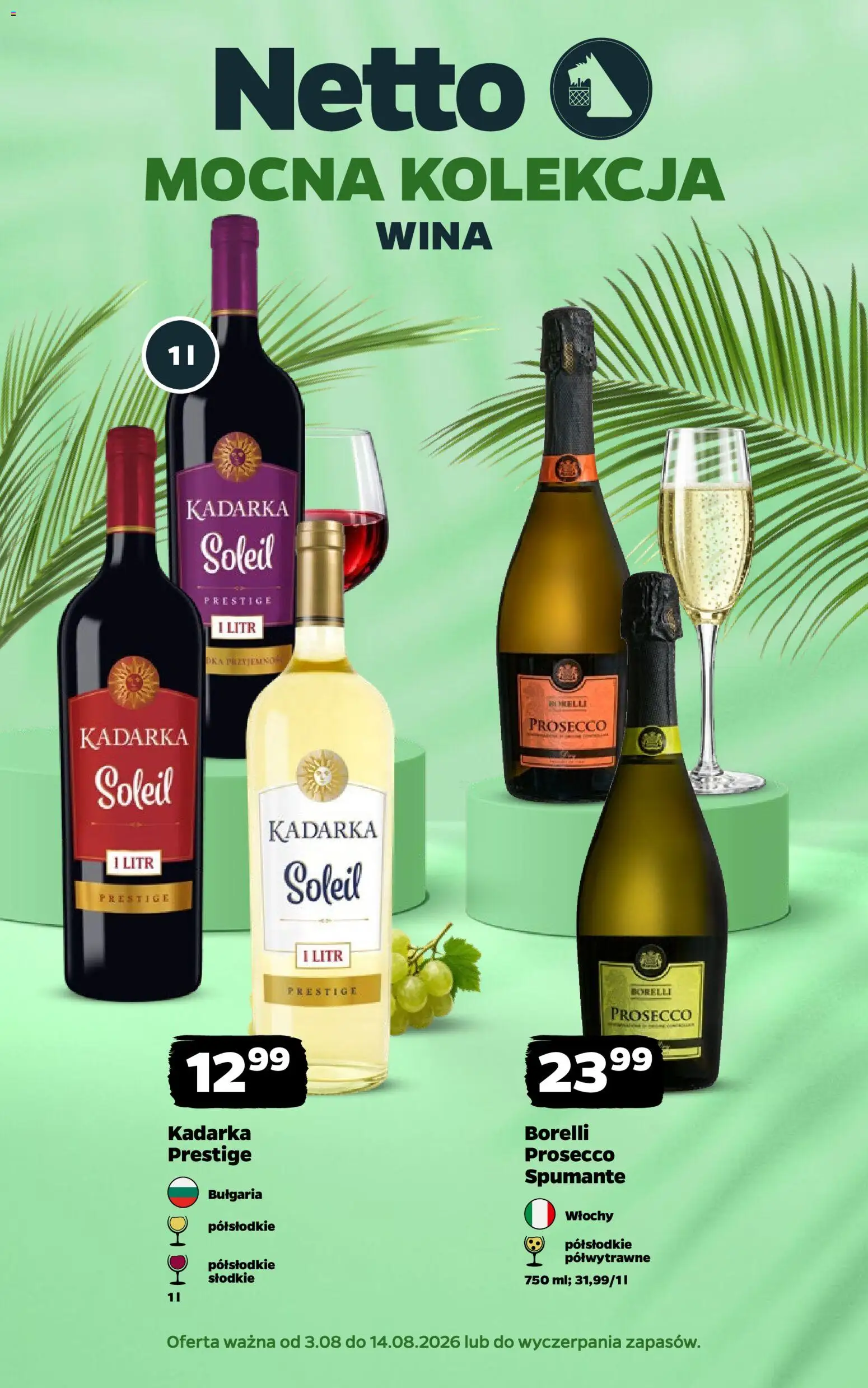 Pogląd gazetki "Netto gazetka - Wina" ze sklepu Netto ważnej od 03.08.2026 - Prosecco, Kadarka soleil