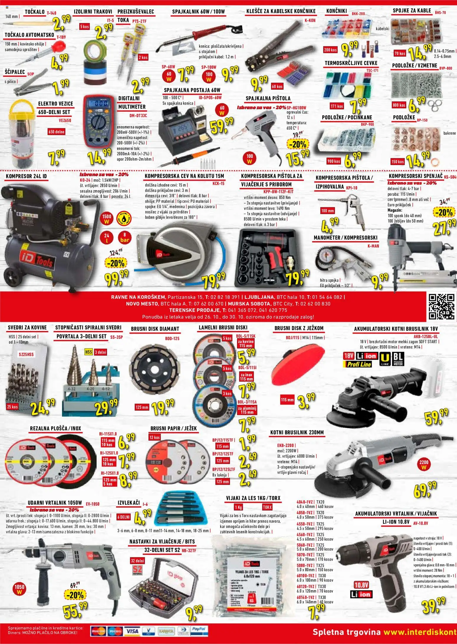 Predogled kataloga iz trgovine Inter Diskont veljaven od 26.10.2026 - Kos, Vrtalnik, Disk, Kabel, Brusilnik, Svedri