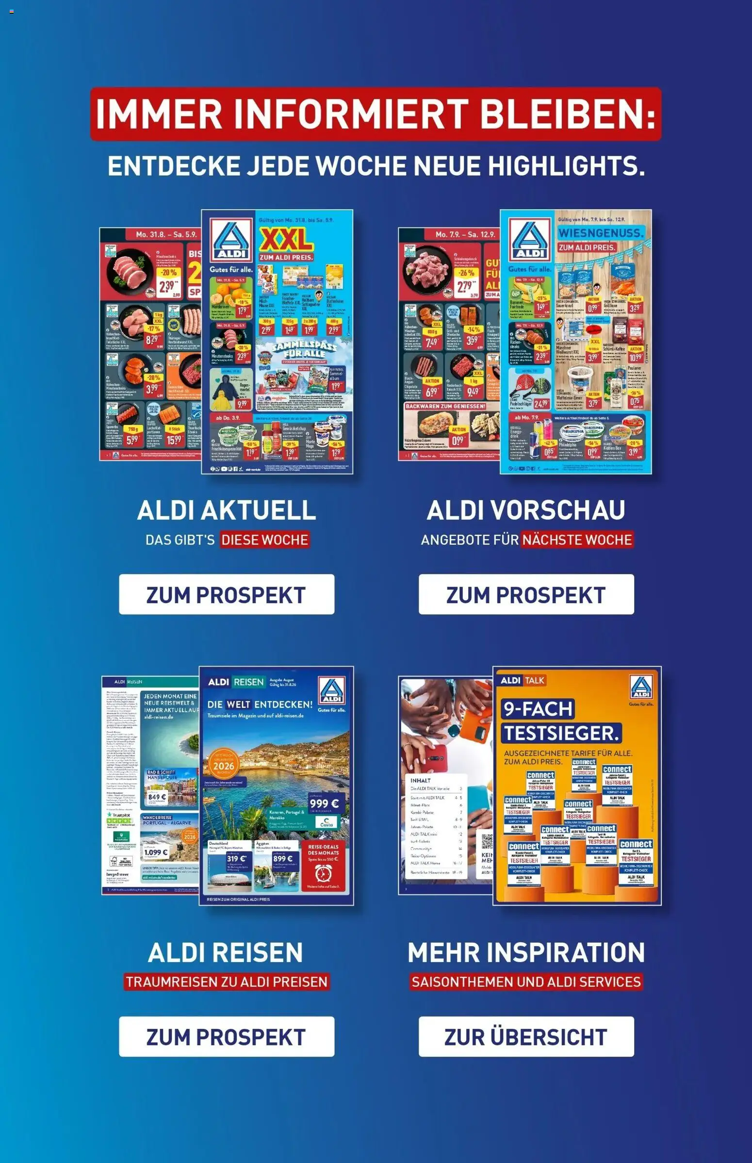 Vorschau von dem Prospekt des Geschäftes Aldi, gültig ab dem 07.09.2026 - Bananen, Box, Magazin, Ketchup, Mezzo mix, Mandarinen, Hahnchenbrust, Wiener wurstchen