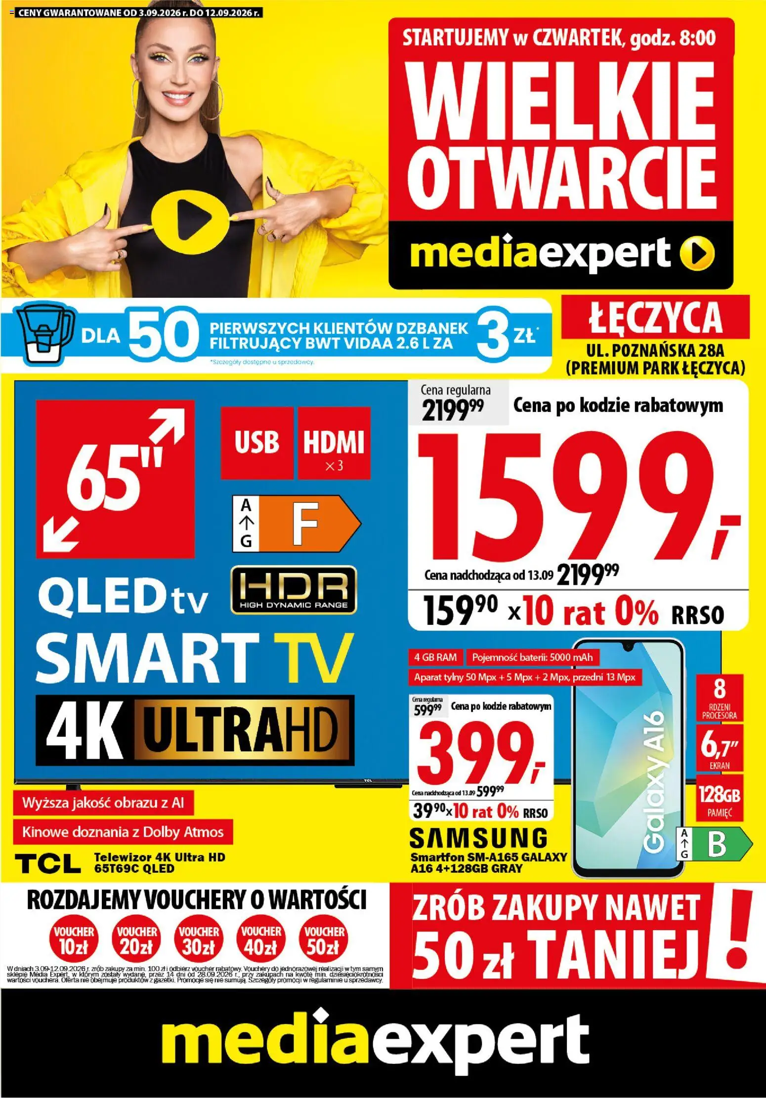 Pogląd gazetki "Mediaexpert promocje - Wielkie otwarcie Łęczyca" ze sklepu Mediaexpert ważnej od 03.09.2026
