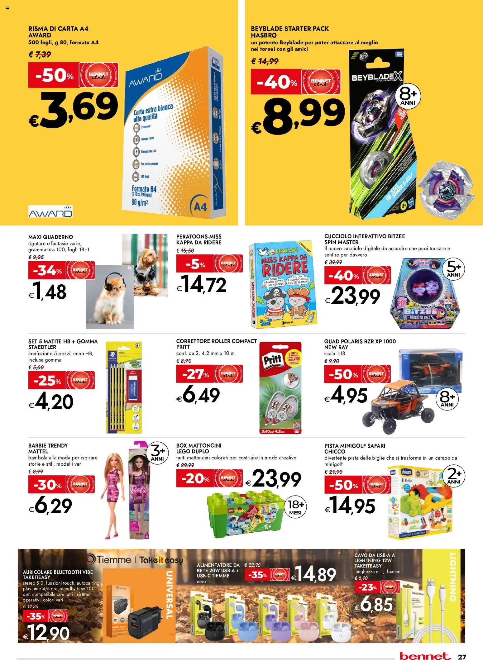 Anteprima dell'opuscolo bennet volantino dal negozio bennet valido da 22/10/2026 - LEGO, Scala, Bambola, Correttore, Cavo, LEGO DUPLO, Quaderno, Carta A4