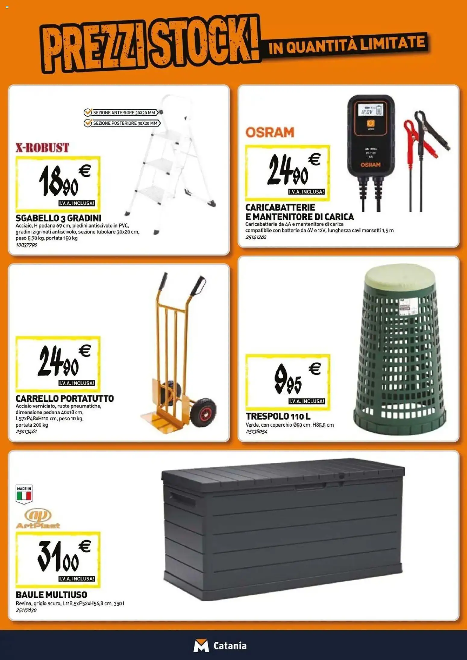 Anteprima dell'opuscolo TECNOMAT catalogo Misterbianco dal negozio TECNOMAT valido da 27/08/2026 - Caricabatterie, Sgabello, Carrello, Batterie, Baule, Coperchio