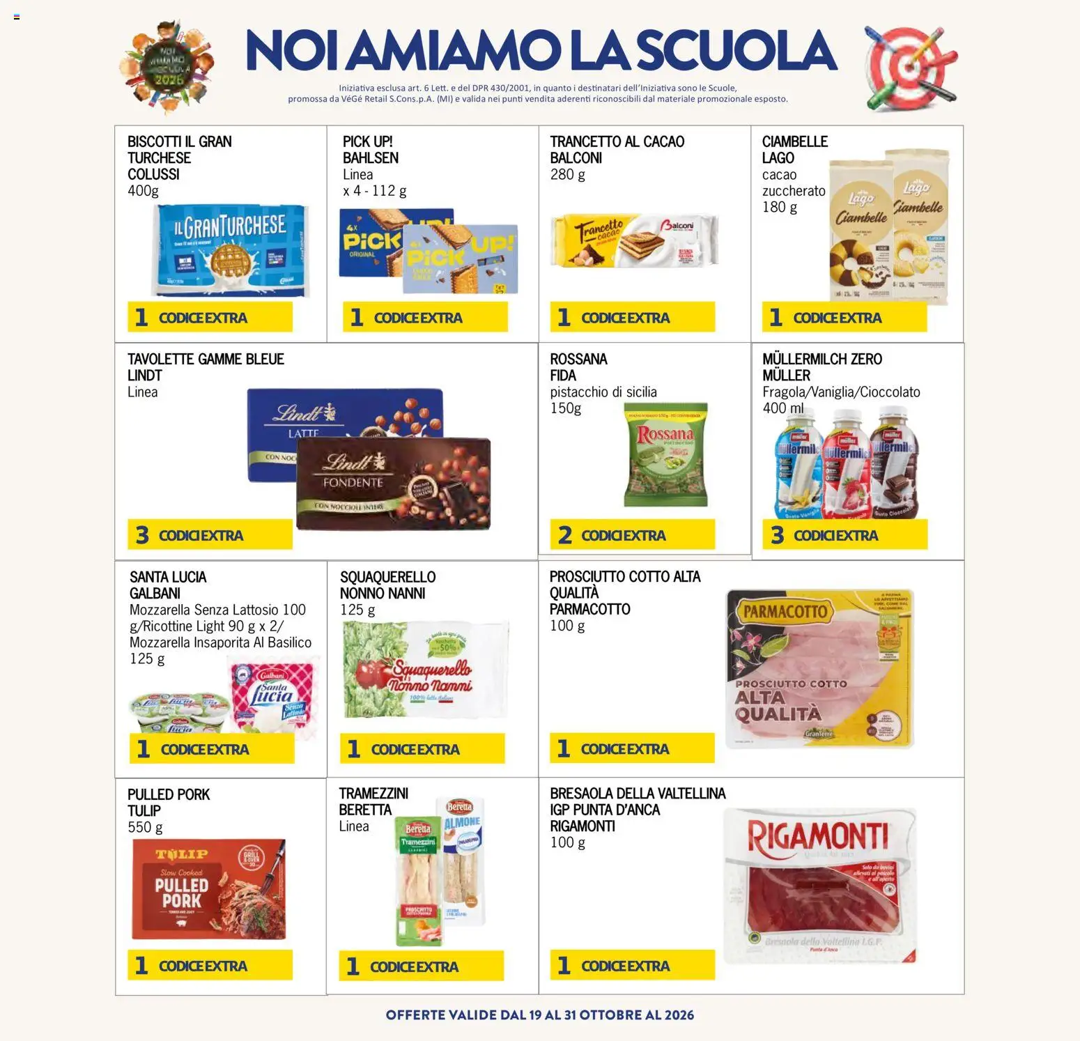 Anteprima dell'opuscolo Eté volantino Grandeté dal negozio Eté valido da 23/10/2026 - Biscotti, Latte, Basilico, Mozzarella, Prosciutto, Prosciutto Cotto, Cacao, Mozzarella senza lattosio