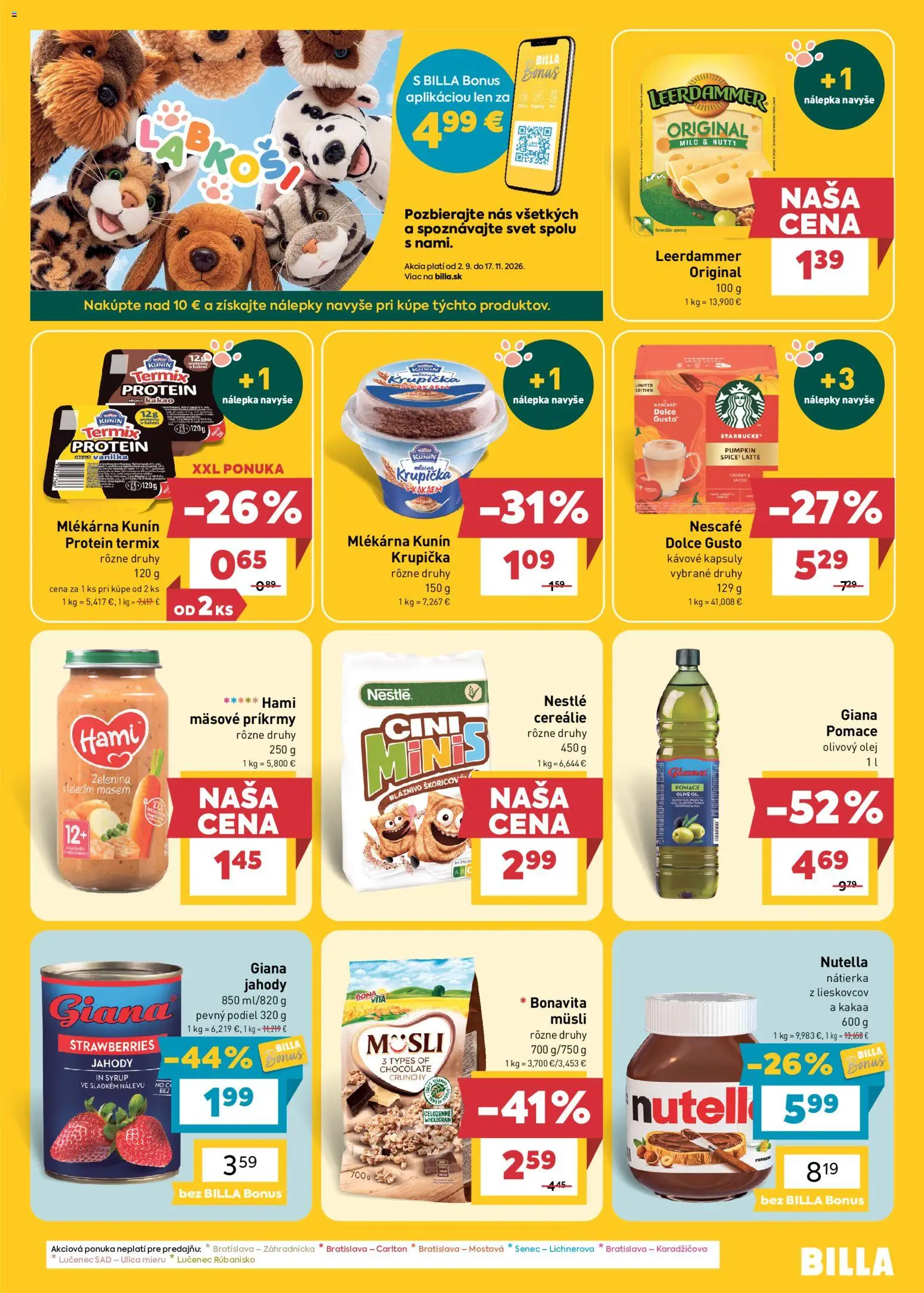 Náhľad Billa letáku platného od 21.10.2026 - Protein, Dolce Gusto, Zelenina, Nutella, Jahody, Kakao, Müsli, Cereálie