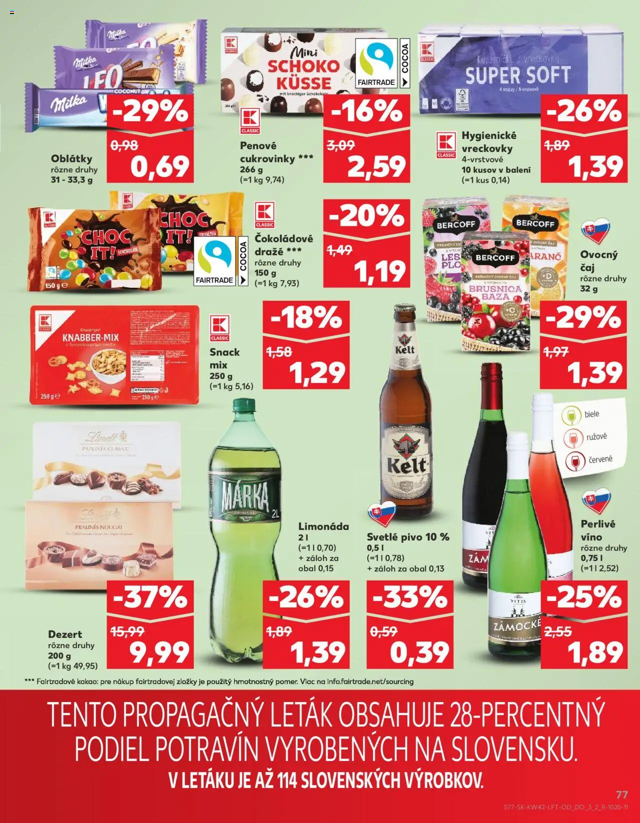 Náhľad Kaufland letáku platného od 16.10.2025 - Víno, Lindt, Čaj, Milka, Kakao, Kelt, Oblátky, Perlivé víno