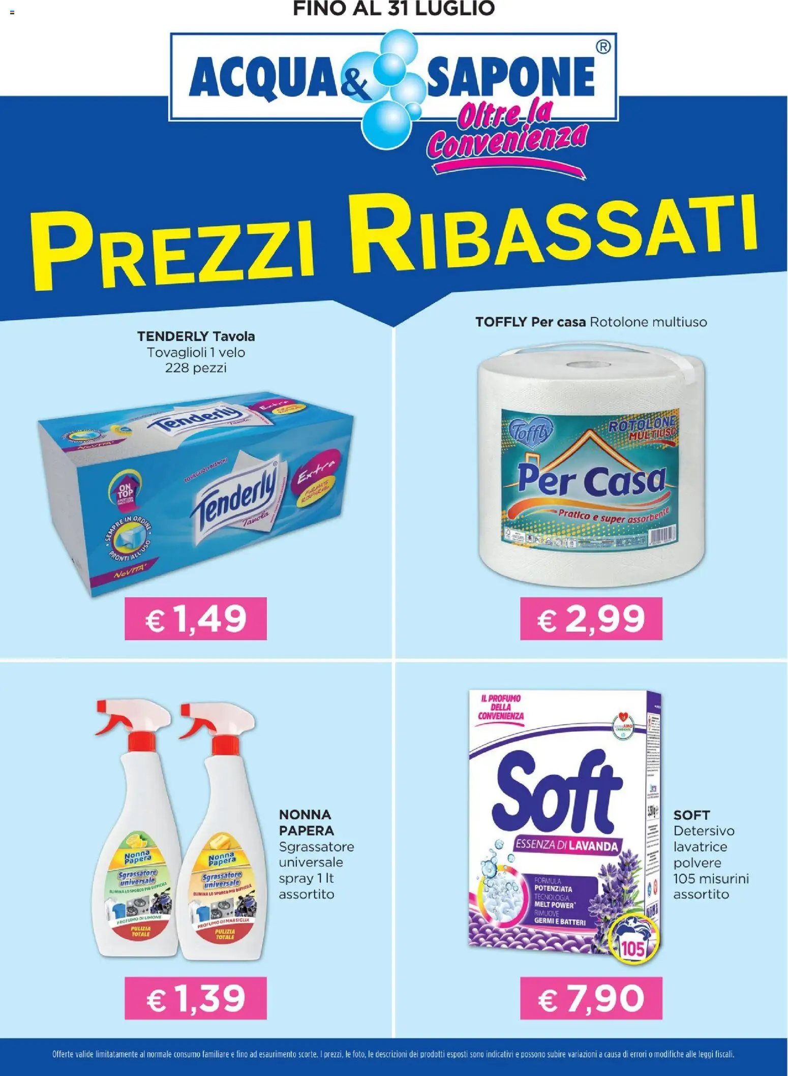 Anteprima dell'opuscolo Volantino Prezzi Ribassati dal negozio Acqua e Sapone valido da 15/12/2025 - Lavatrice, Lavanda, Profumo, Sapone, Sgrassatore