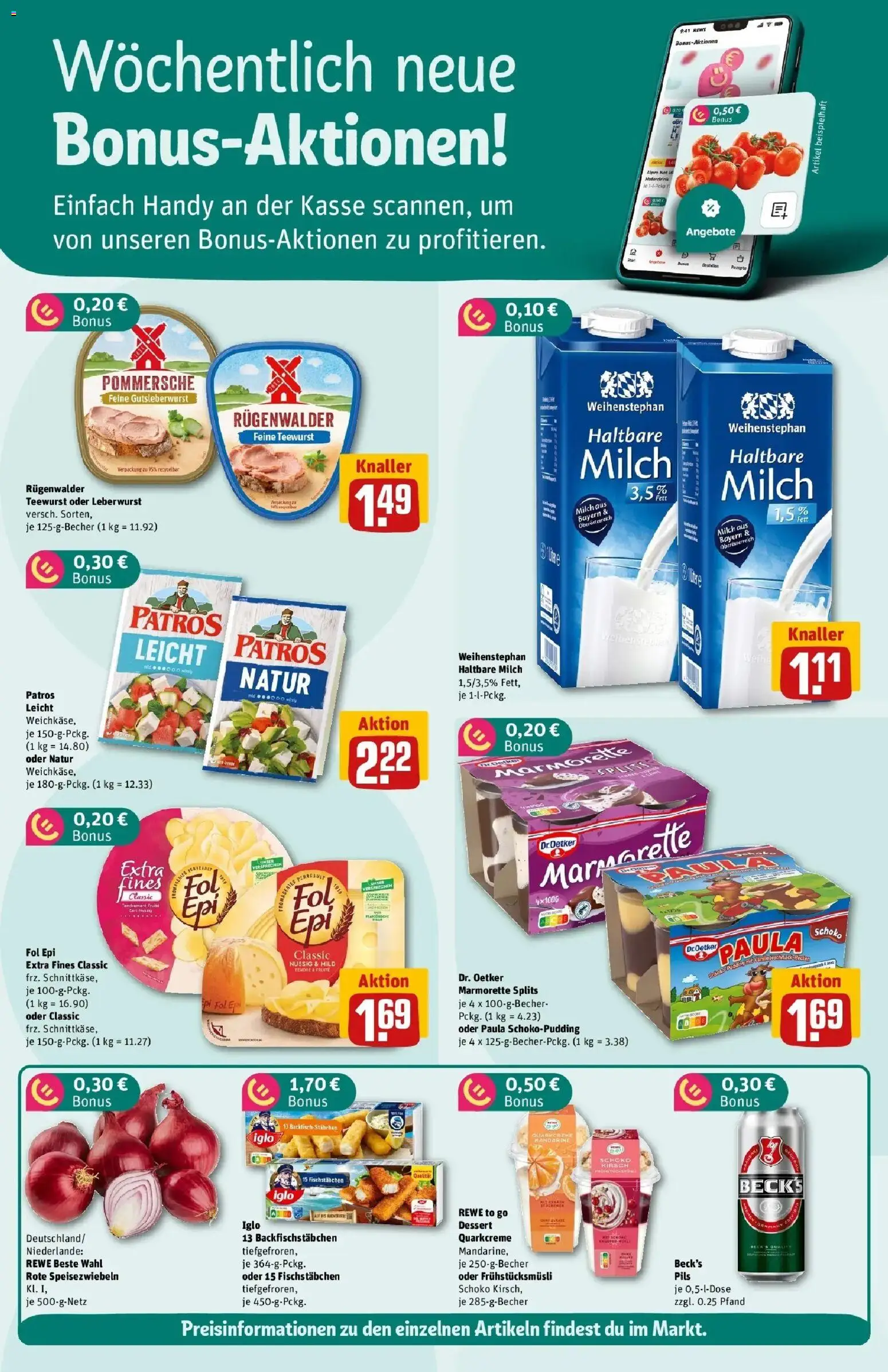 Vorschau von dem Prospekt des Geschäftes Rewe, gültig ab dem 02.03.2026 - Milch, Pudding, Iglo, Haltbare milch, Pils, Patros, Fischstabchen
