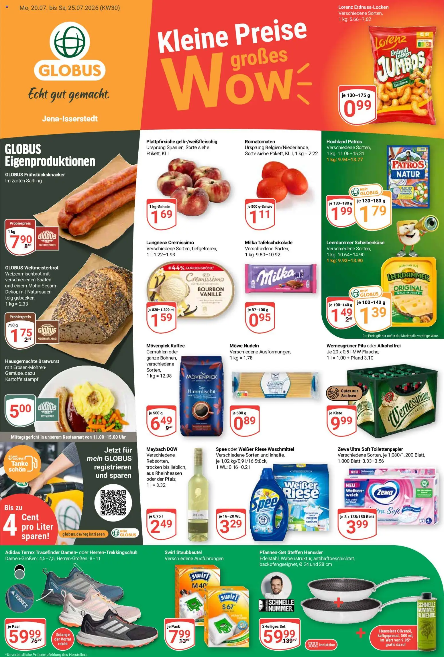 Vorschau von dem Prospekt des Geschäftes Globus, gültig ab dem 20.07.2026 - Kaffee, Milka, Vanille, Bourbon, Pils, Leerdammer, Cremissimo, Langnese cremissimo