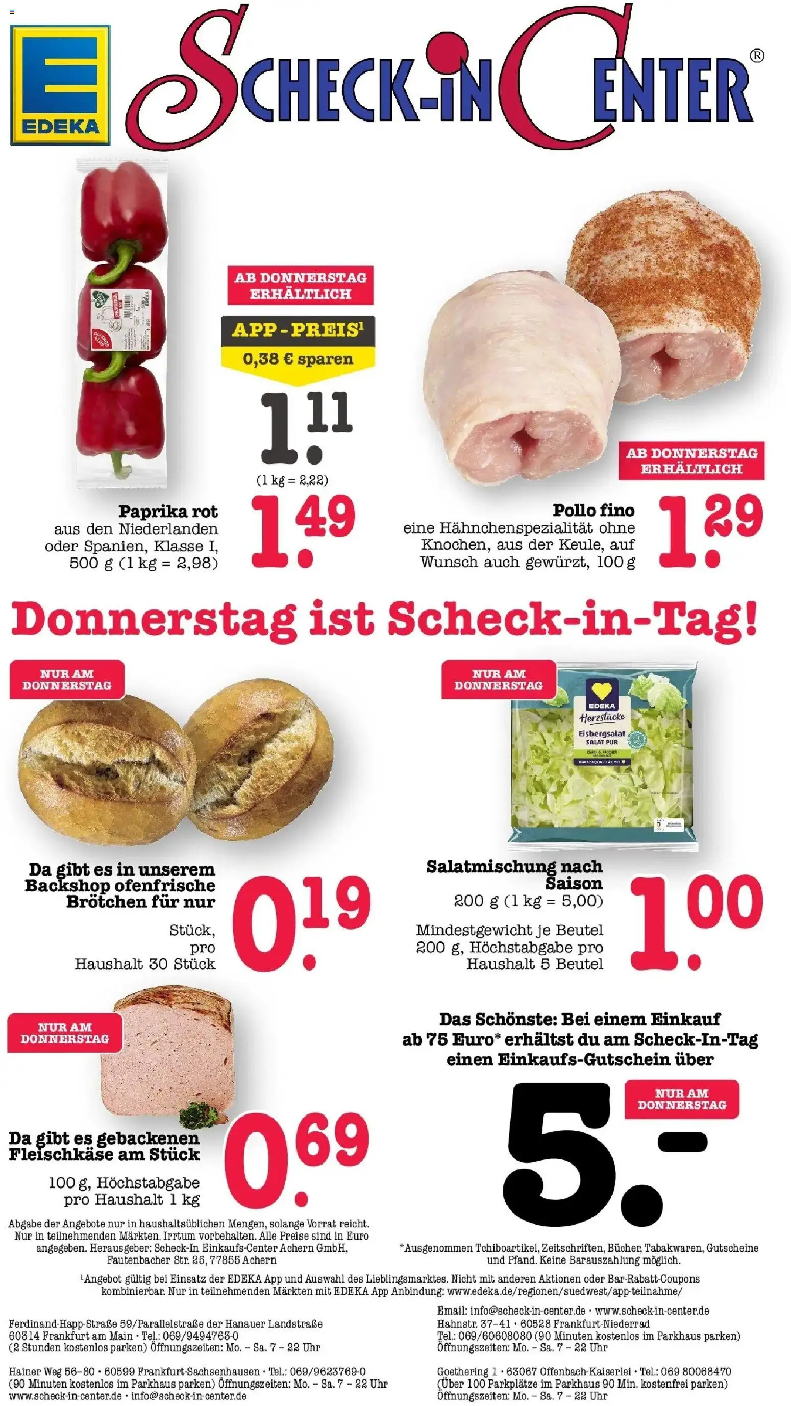 Vorschau von dem Prospekt des Geschäftes Edeka, gültig ab dem 26.10.2026 - Uhr, Salat, Paprika, Eisbergsalat, Ofenfrische, Paprika rot