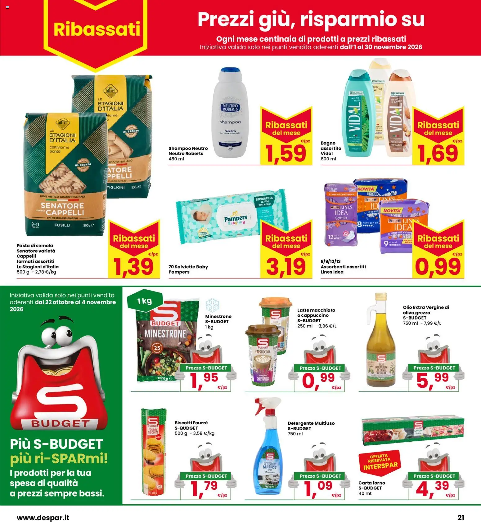 Anteprima dell'opuscolo Interspar volantino Capri dal negozio Interspar valido da 22/10/2026 - Forno, Bagno, Cappuccino, Olio, Pampers, Minestrone, Semola, Carta forno