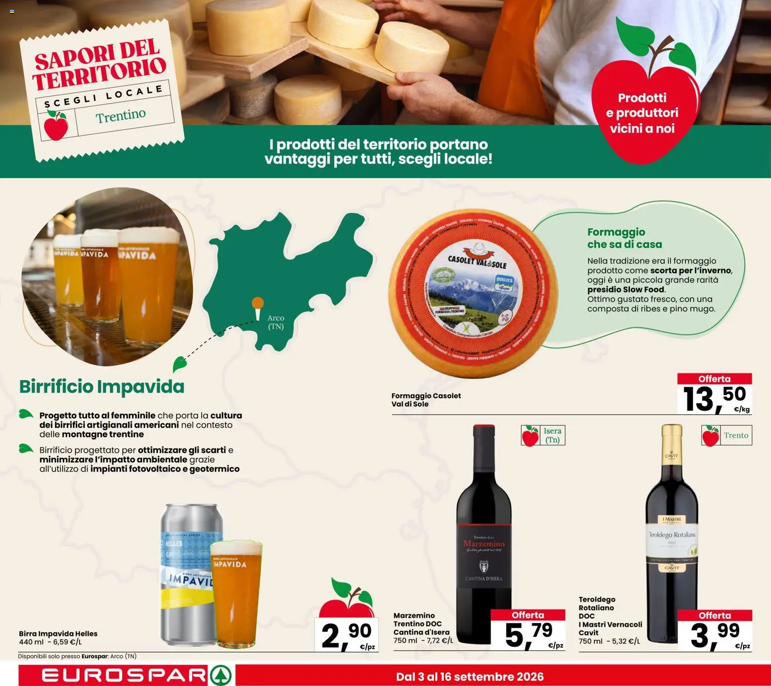 Anteprima dell'opuscolo Eurospar volantino Rovereto dal negozio Eurospar valido da 03/09/2026 - Birra, Formaggio, Porta