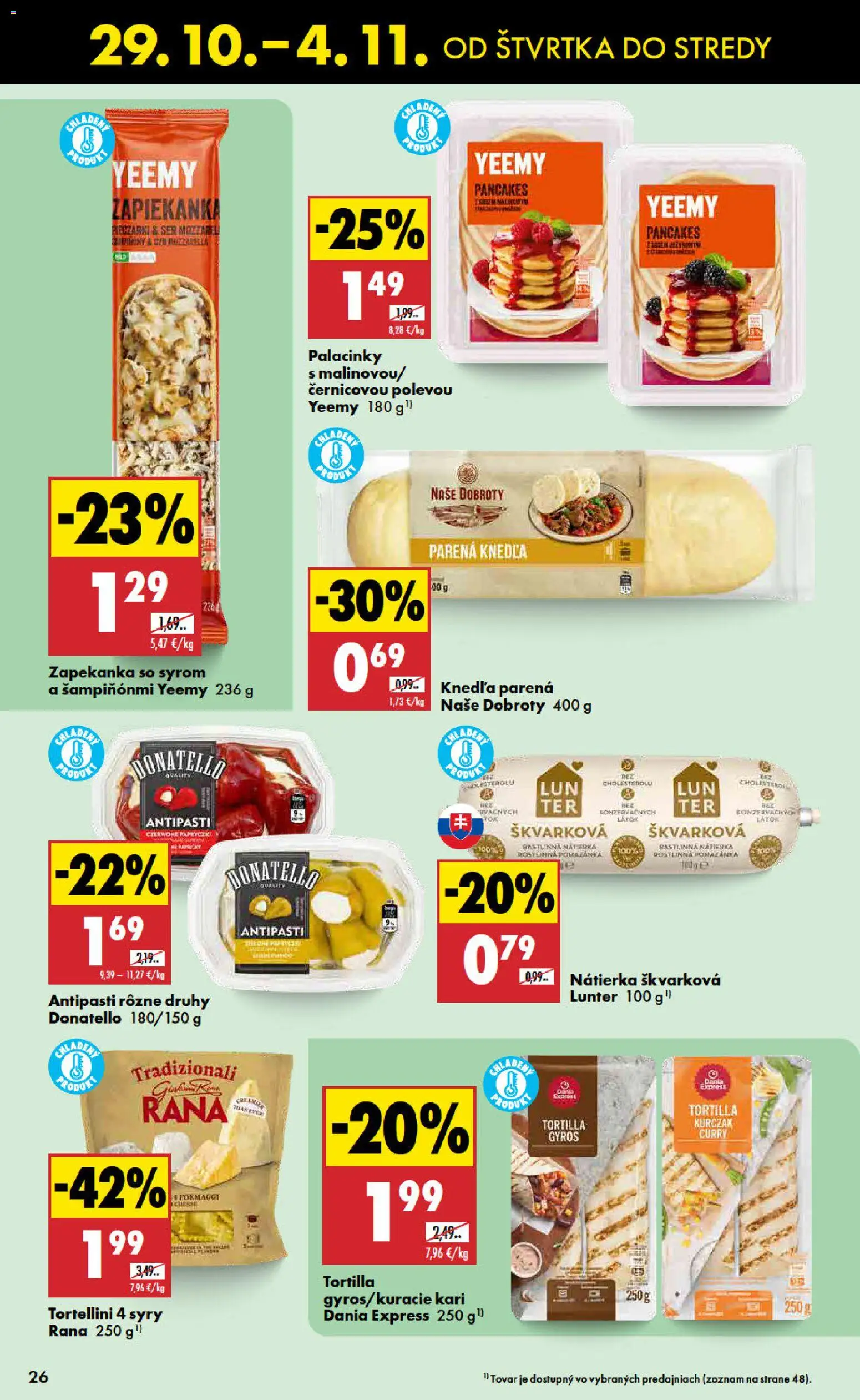 Náhľad Biedronka letáku platného od 29.10.2026 - Pizza, Gyros, Knedľa, Tortilla, Nátierka, Rastlinná nátierka