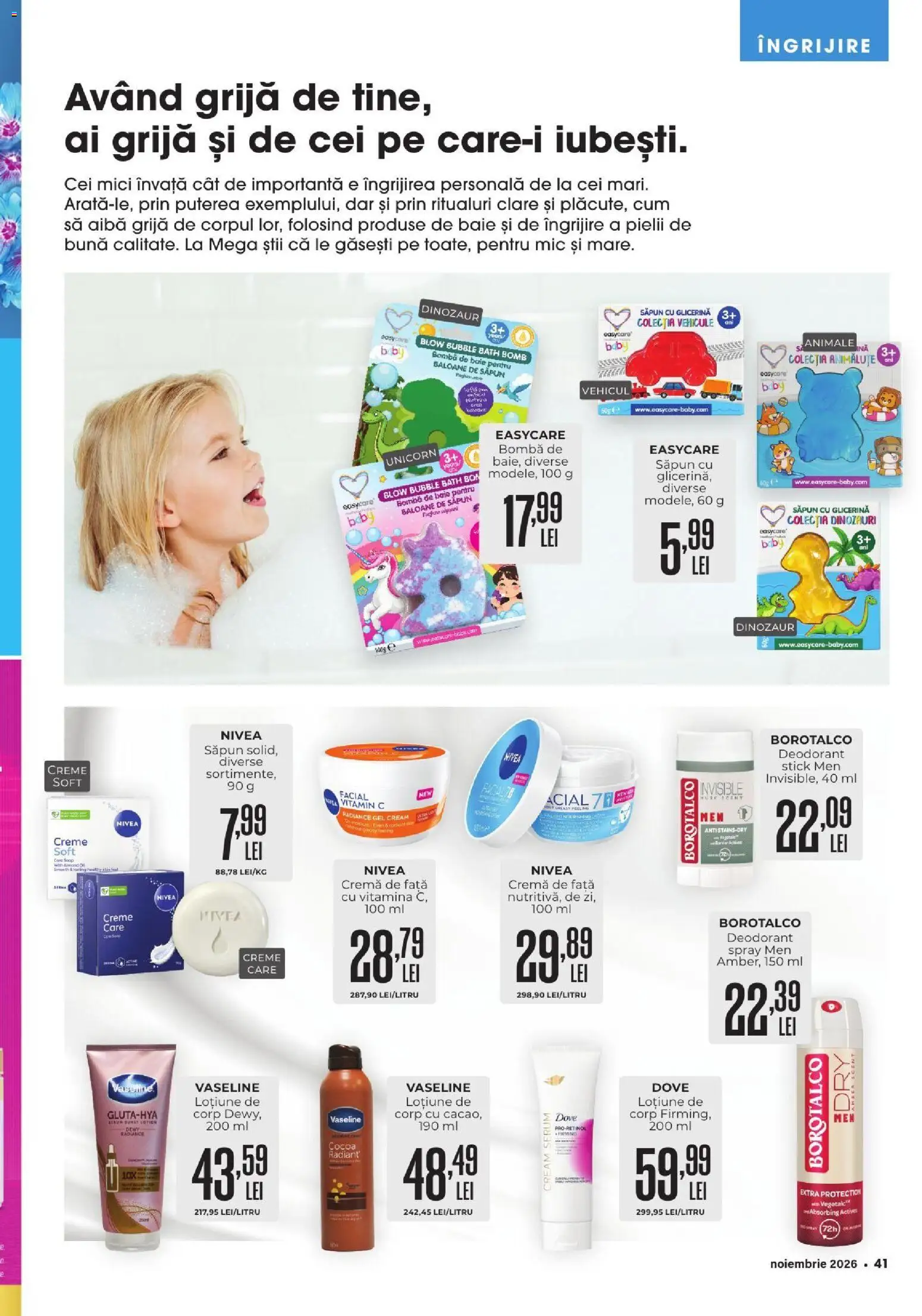 Previzualizarea de cataloage: Mega Image Mega Image Catalog Noiembrie valabil de la 01.11.2026 - Mici, Unicorn, Deodorant, Cremă, Nivea, Serum, Active, Săpun
