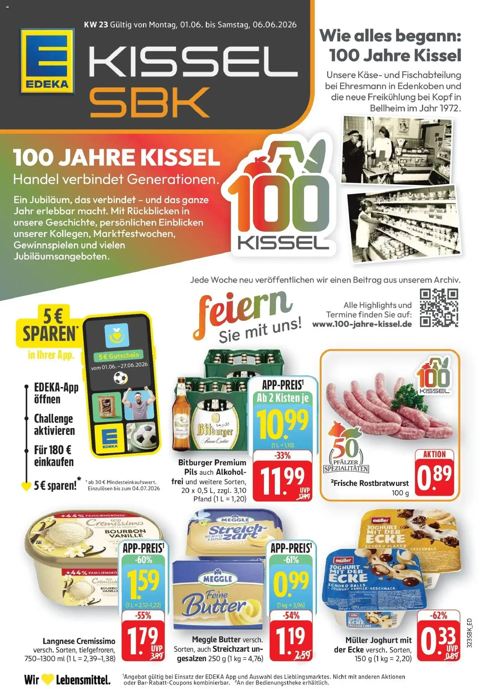 Vorschau von dem Prospekt des Geschäftes Edeka, gültig ab dem 01.06.2026 - Butter, Käse, Alkohol, Vanille, Bourbon, Langnese, Spezialitäten, Meggle butter