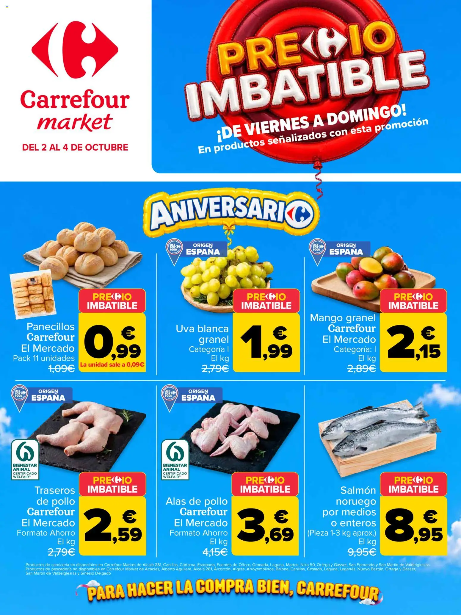 Vista previa del folleto de la tienda Carrefour Market válido desde el 02/10/2026 - Mango, Salmón, Pollo