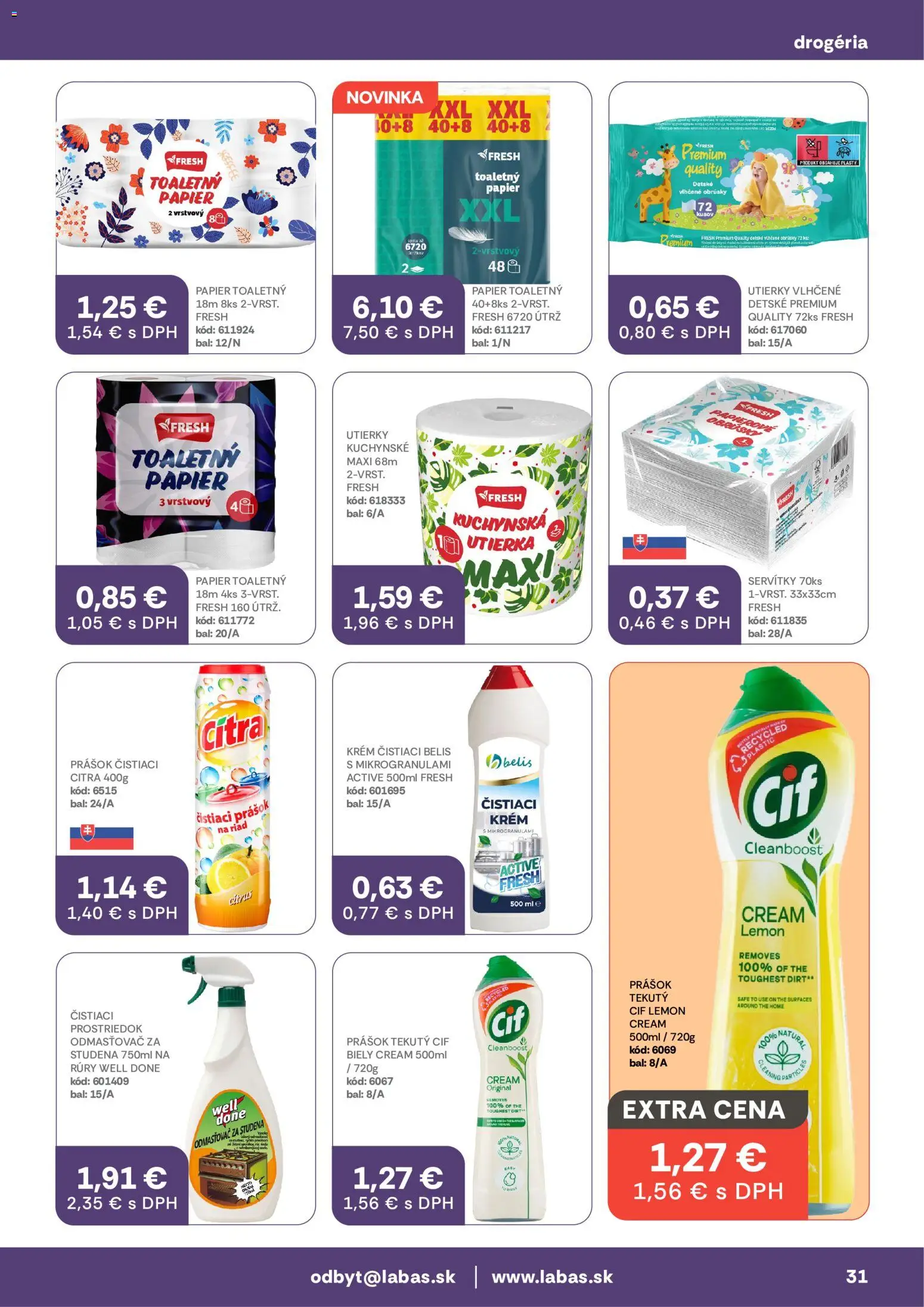 Náhľad Labaš letáku platného od 11.09.2026 - Toaletný papier, Cif, Riad, Krém, Čistiaci prostriedok, Utierky