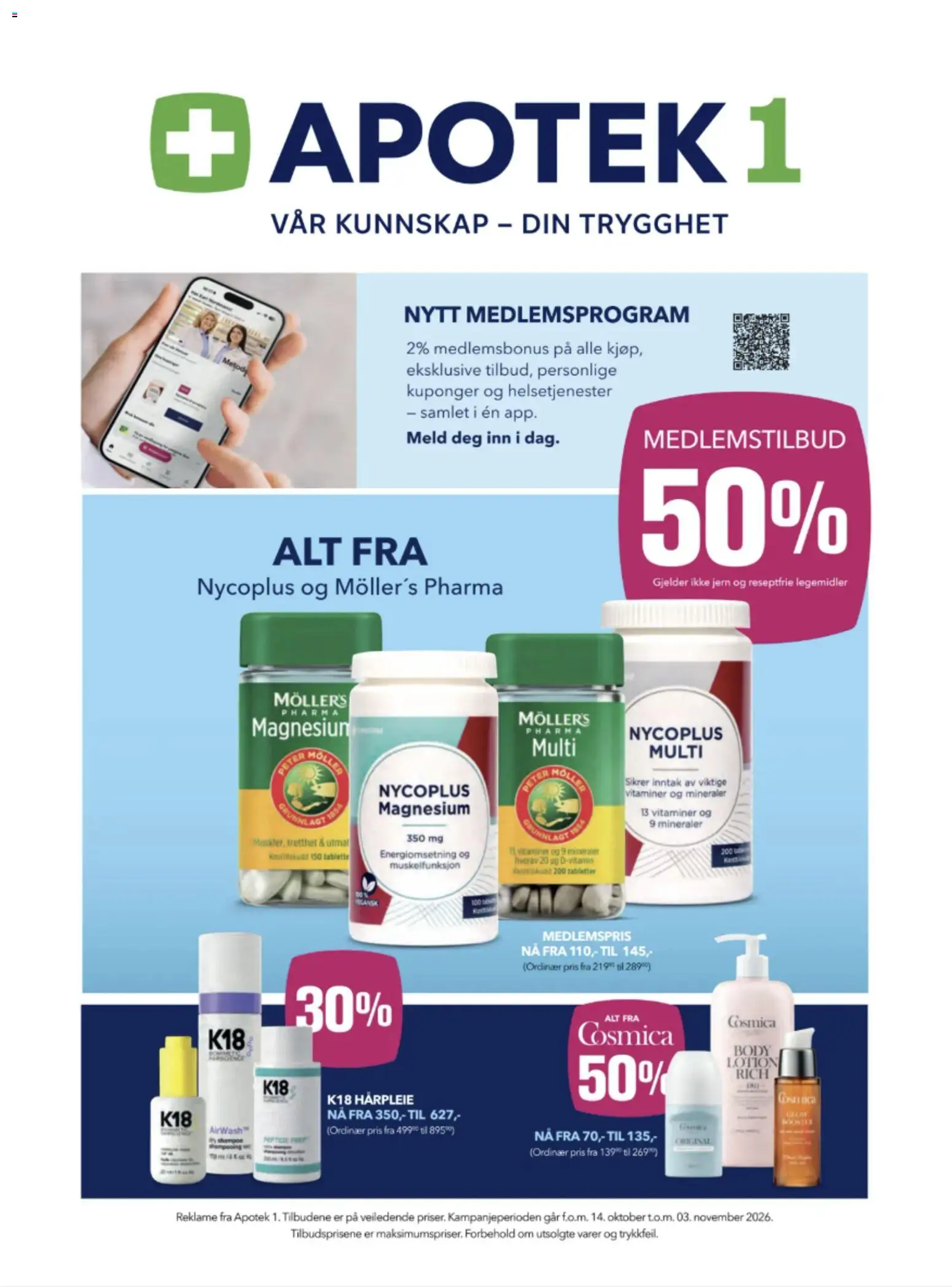 Forhåndsvis Apotek 1 kundeavis fra butikk Apotek 1 gyldig fra 14/10/2026 - Body, Body Lotion, Magnesium, Jern, 1