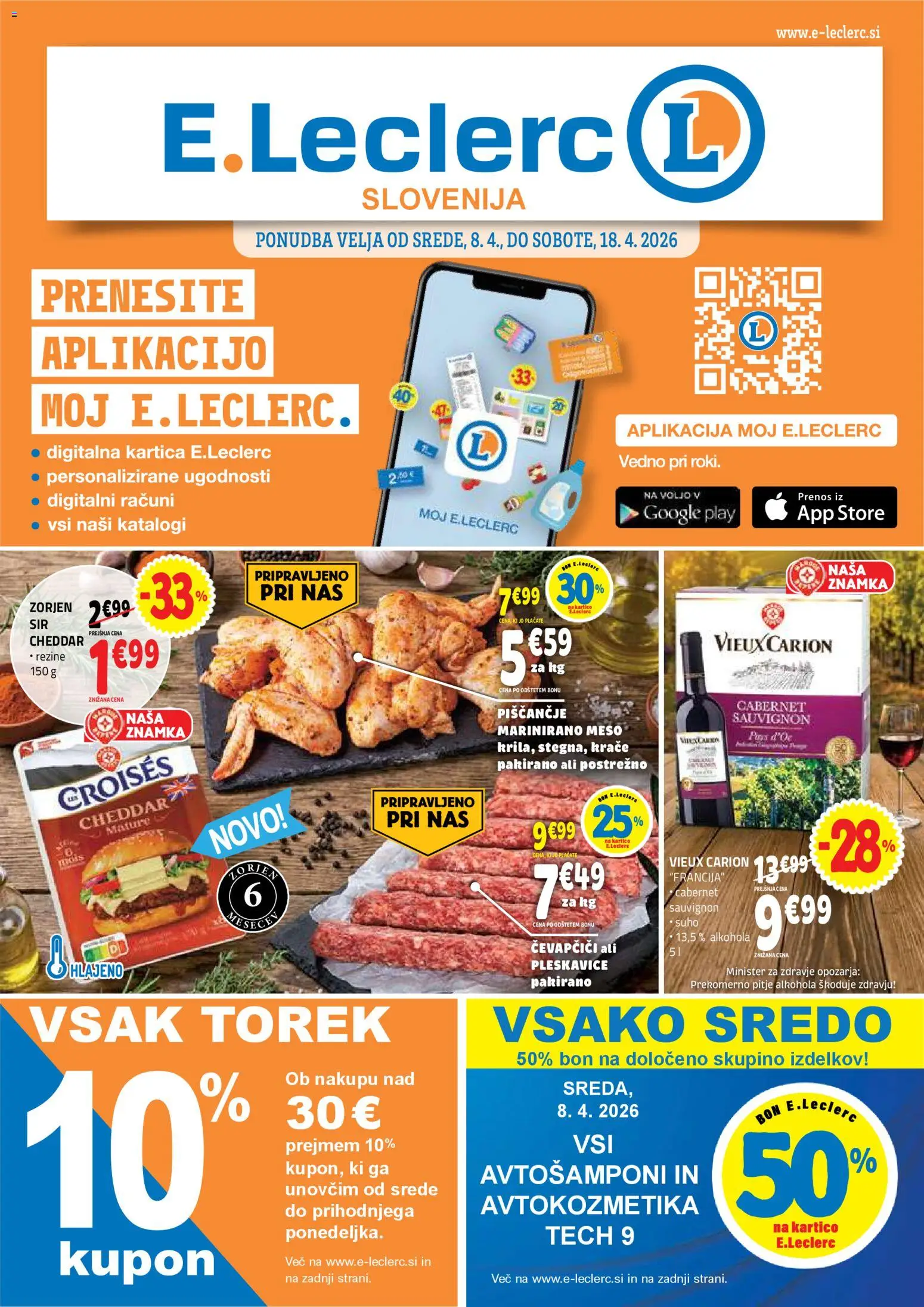 Predogled kataloga iz trgovine E.leclerc veljaven od 08.04.2026 - Čevapčiči, Cheddar, Pleskavice