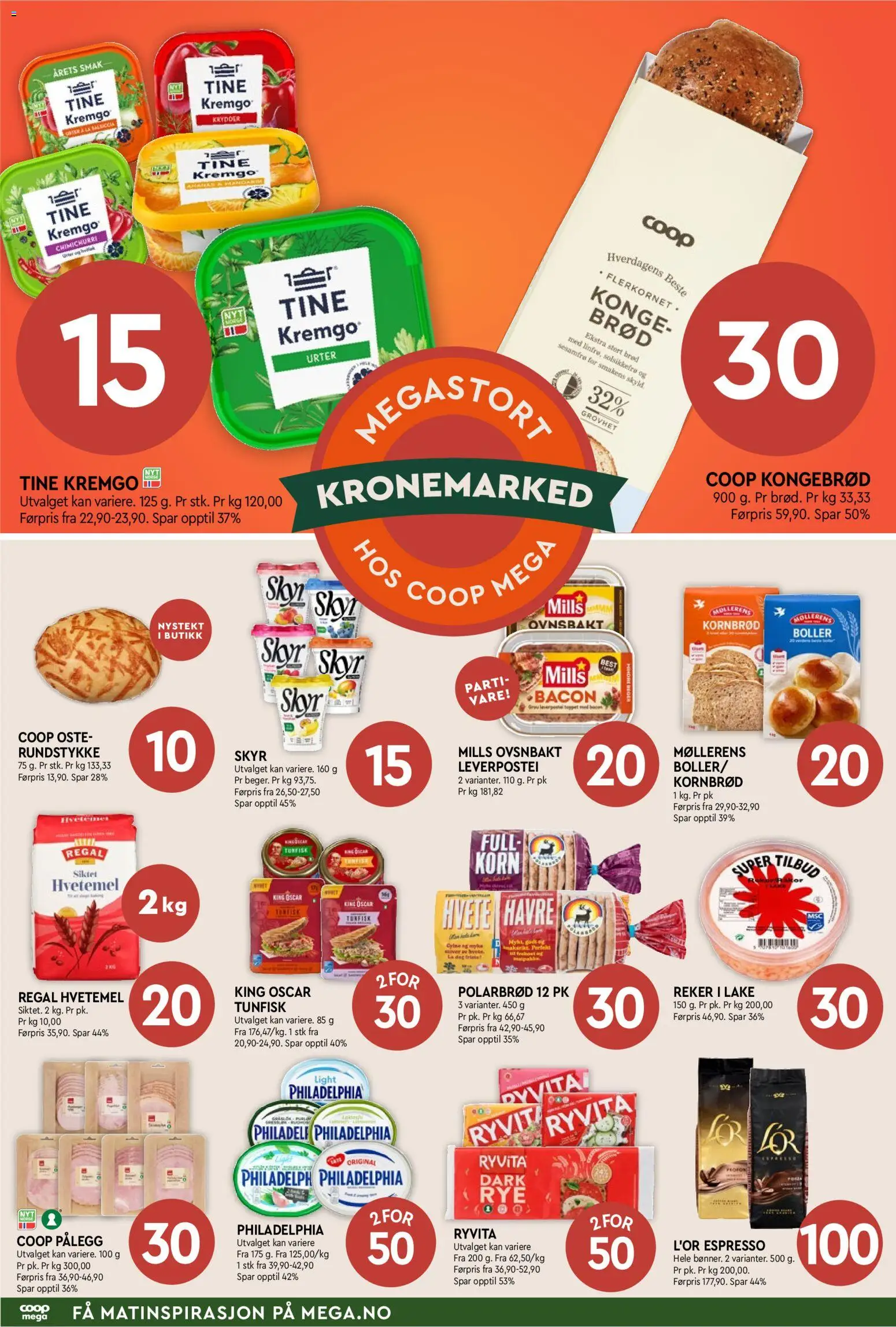 Forhåndsvis Coop Mega kundeavis fra butikk Coop Mega gyldig fra 12/10/2026 - Bacon, Reker i lake, Boller, Brød, Sesamfrø, Krydder, Solsikkefrø, Kornbrød