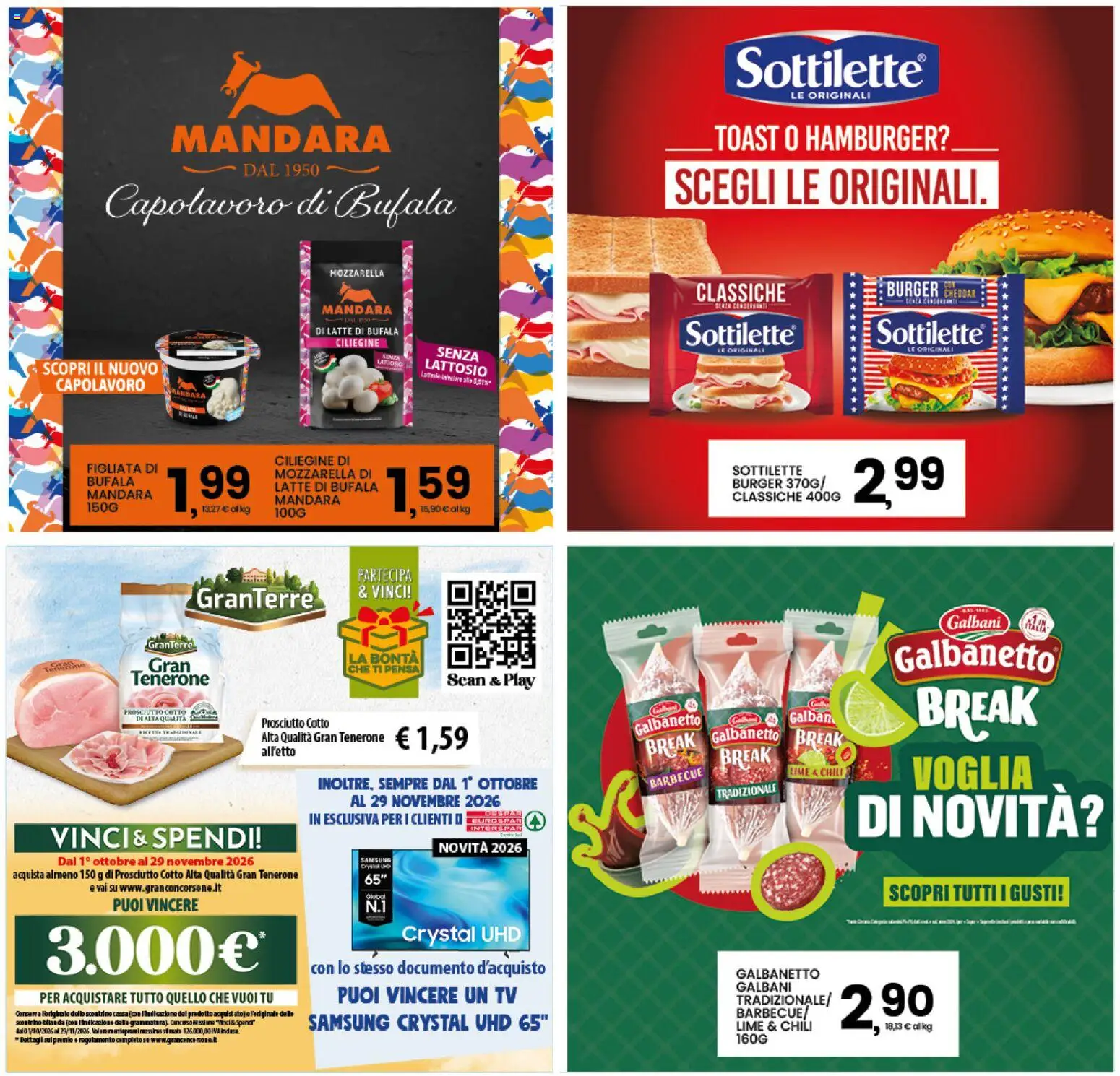 Anteprima dell'opuscolo Interspar volantino dal negozio Interspar valido da 22/10/2026 - Samsung, TV, Barbecue, Latte, Mozzarella, Prosciutto, Prosciutto Cotto, Cheddar