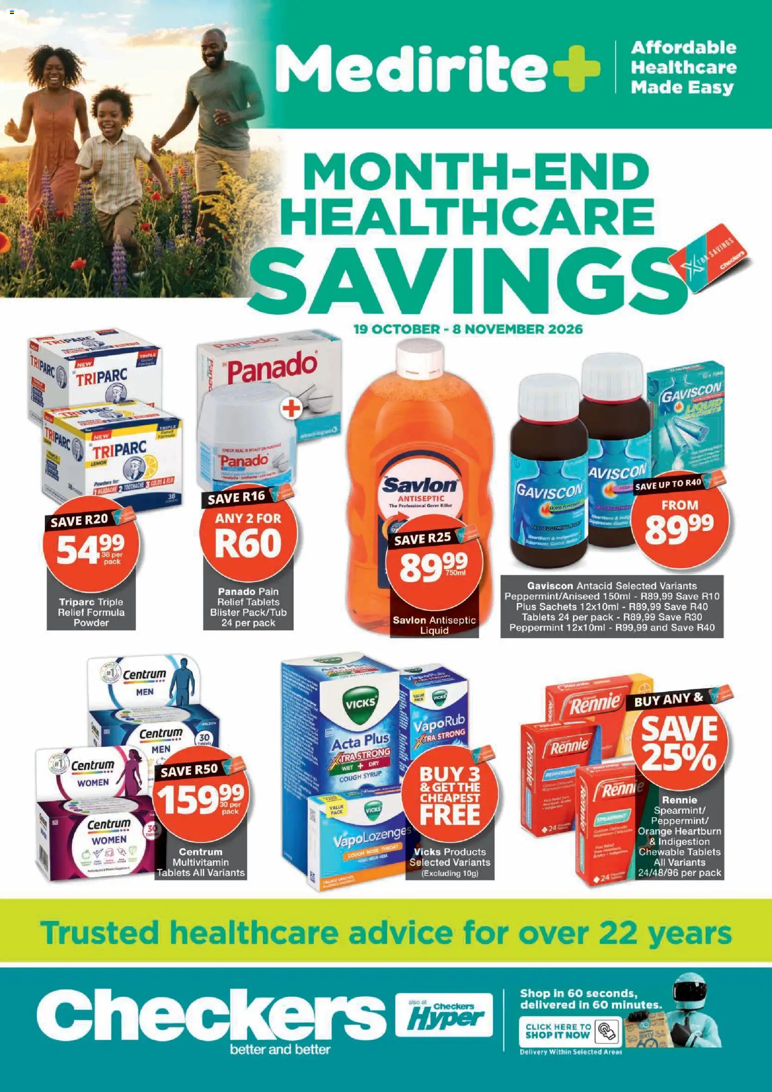 Preview of Checkers flyer valid from 19/10/2026 - Cough syrup, Lemon, Syrup, Powder
