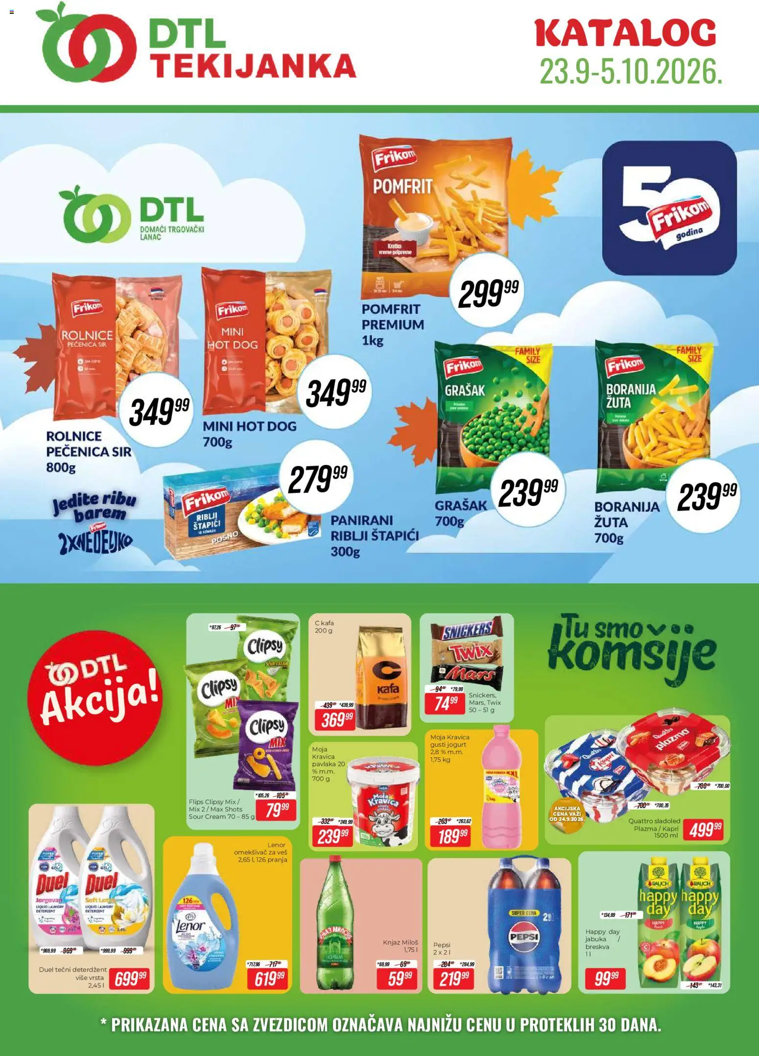 Pregled Tekijanka kataloga - važi od 23.09.2026 - Kafa, Hot dog, Pepsi, Lenor, Twix, Pečenica, Riblji štapići, Plazma