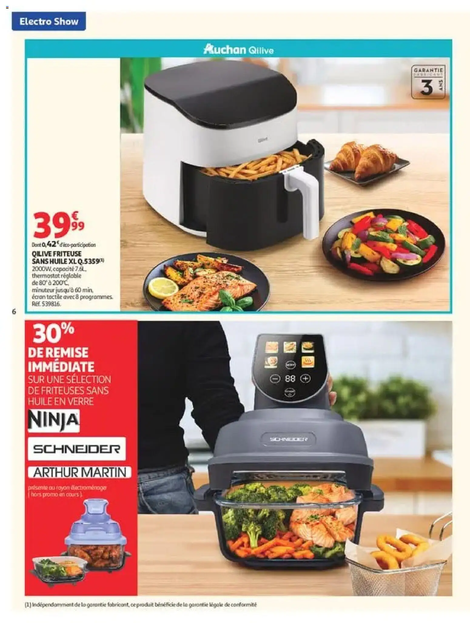 Prévisualisation de Auchan Electroshow du magasin Auchan formulaire valide 01/09/2026 - Air fryer, Friteuse sans huile, Friteuse, Huile, Arthur Martin