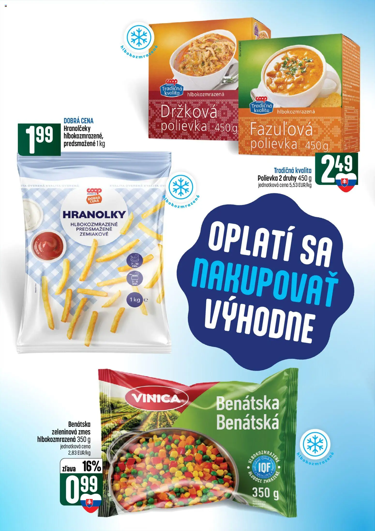 Náhľad COOP Jednota letáku platného od 08.10.2026 - Hranolky, Zeleninová zmes